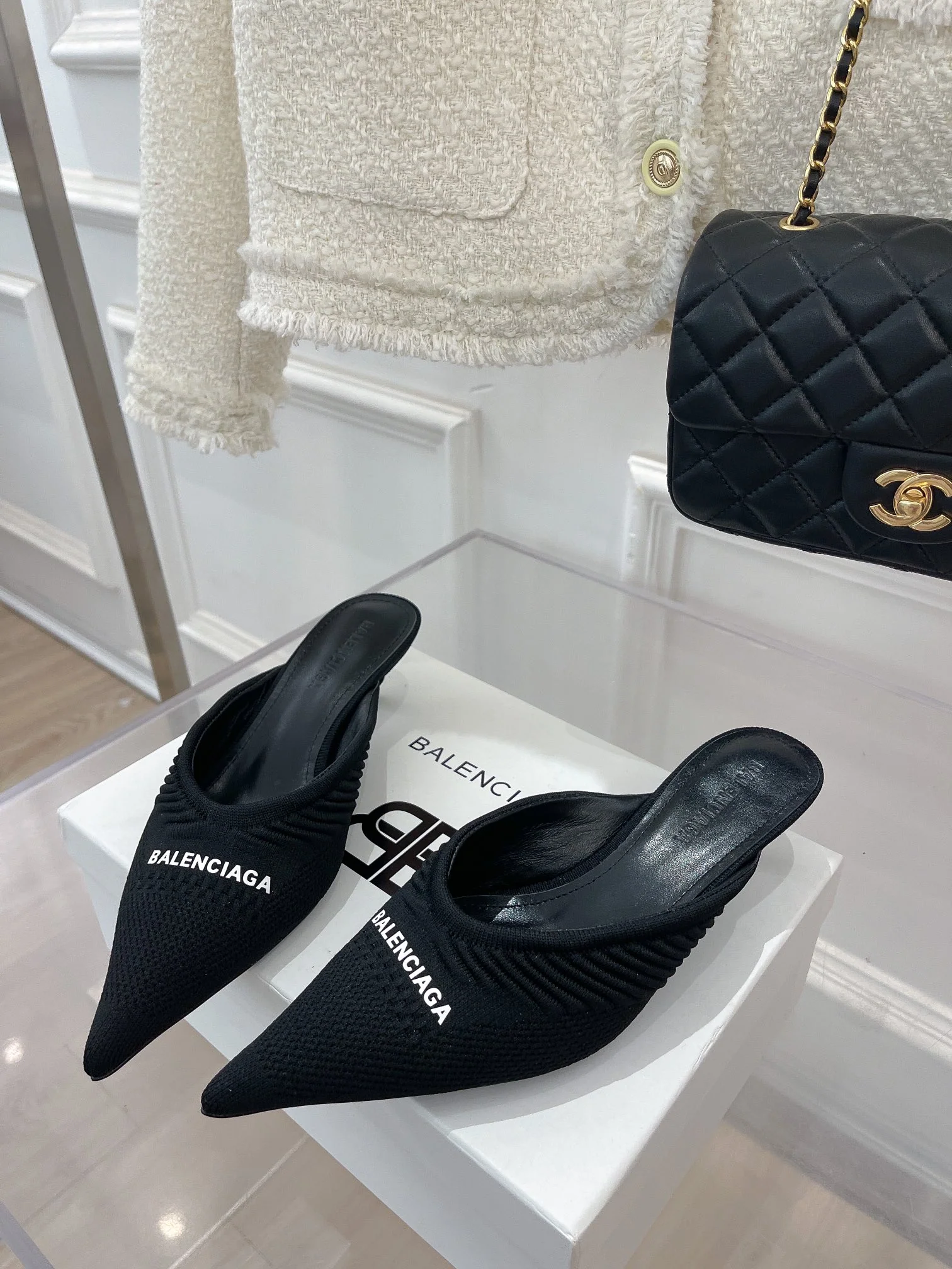 Balenciaga - Трикотажная ткань - Сандалии на низком каблуке - Черные