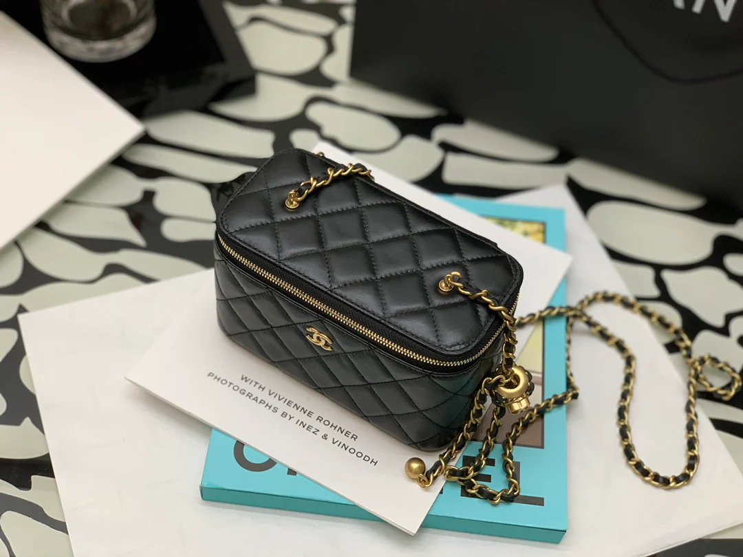 Chanel - Орехово-золотой шар - Квадратная коробка - Черный