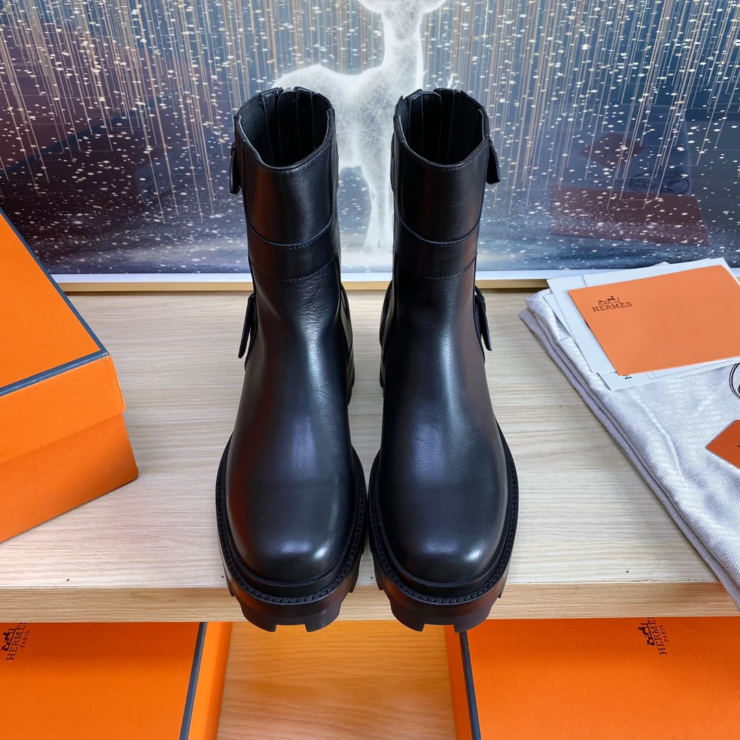 Классические ботильоны Hermes 2023 года - черные