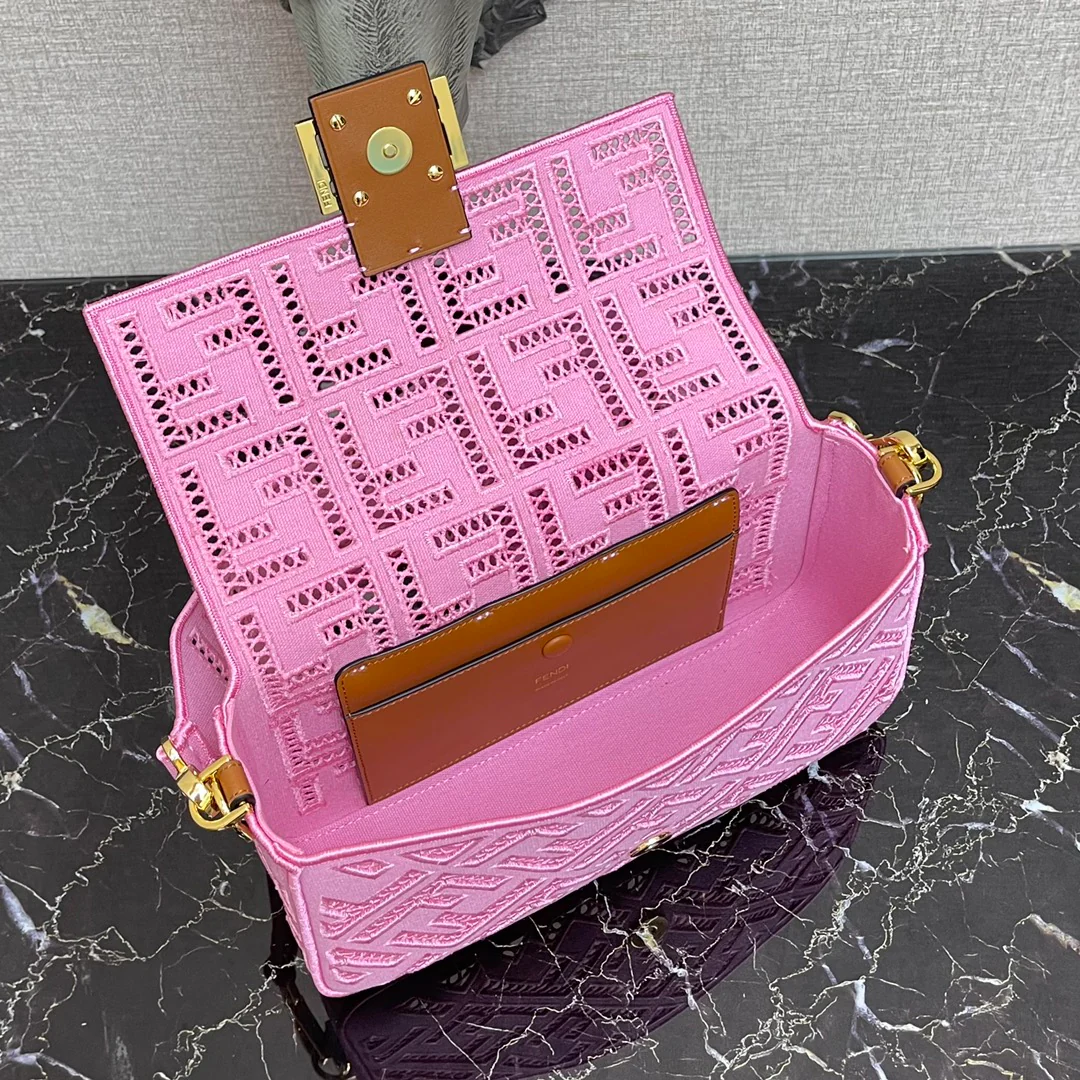 Fendi Baguette Medium White Canvas Bagel - 1