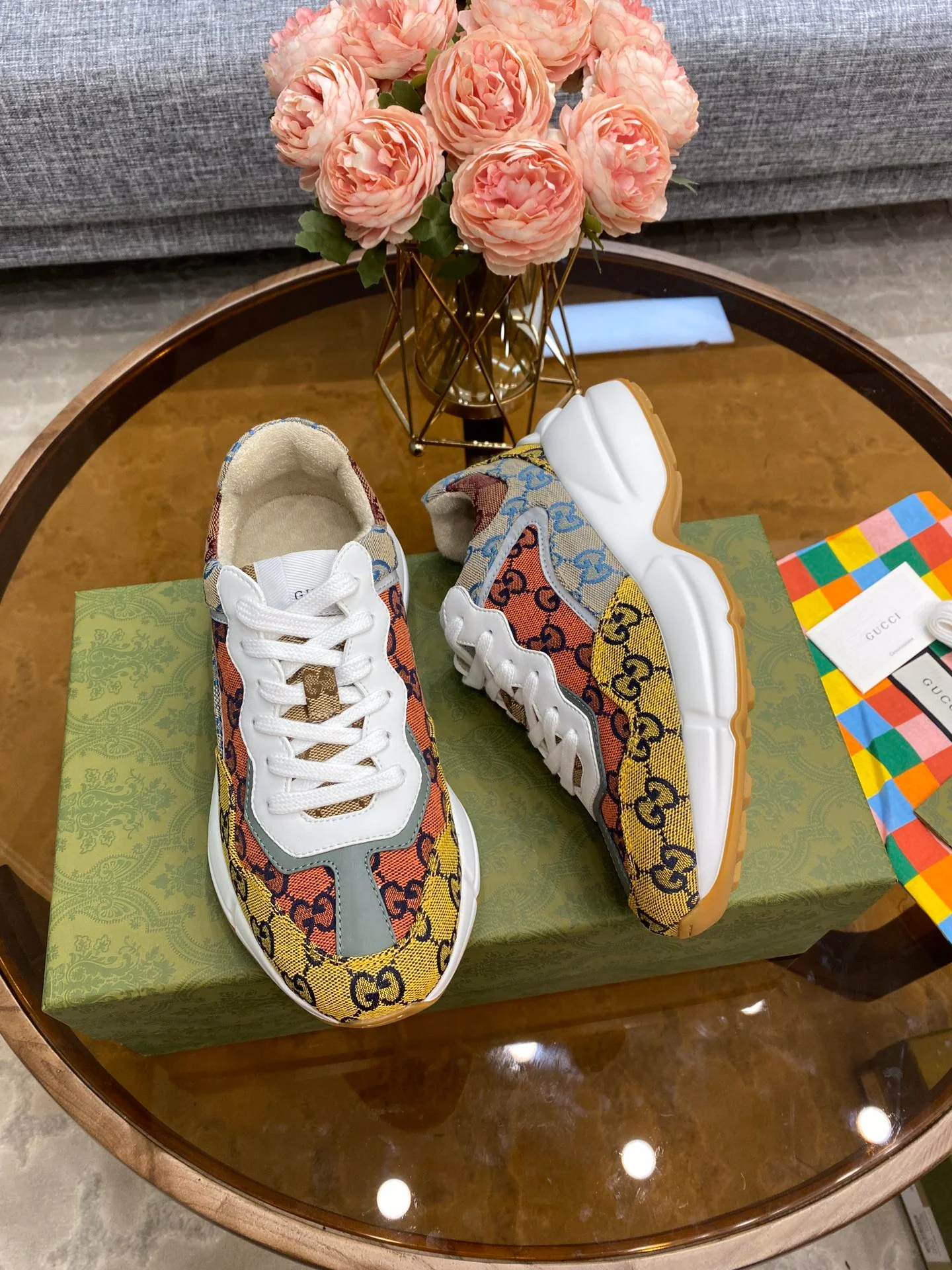 Массивные кроссовки Gucci - унисекс - 19