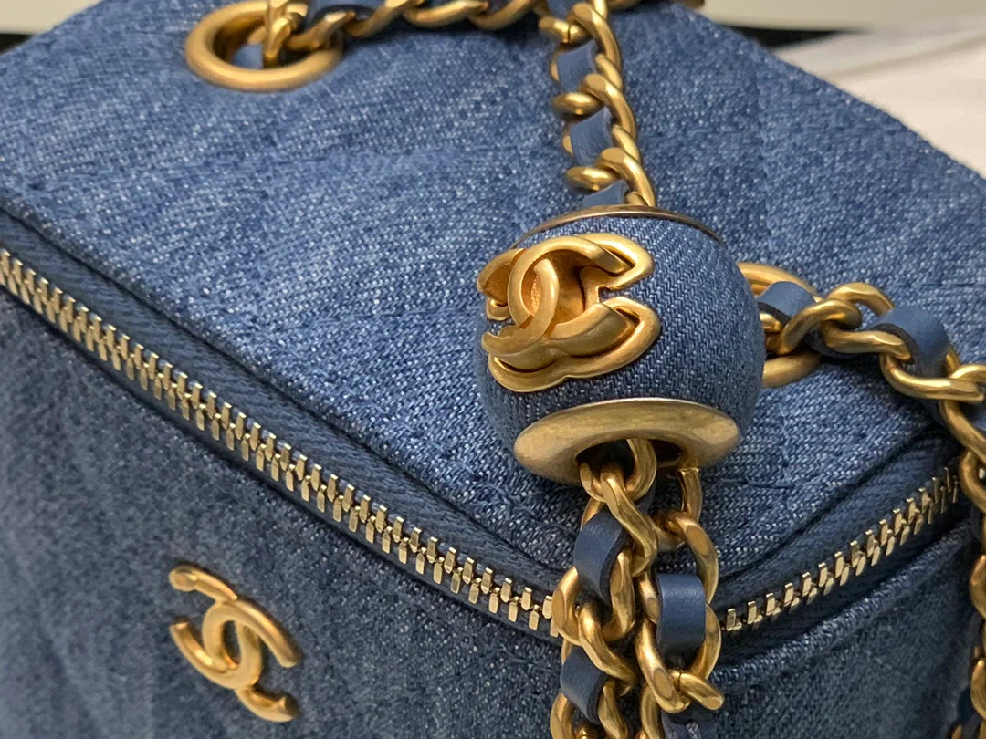 Маленькая коробочка Chanel Denim Gold Ball