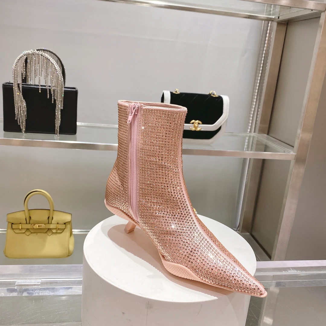 Ботильоны Prada с острым носком - розовые