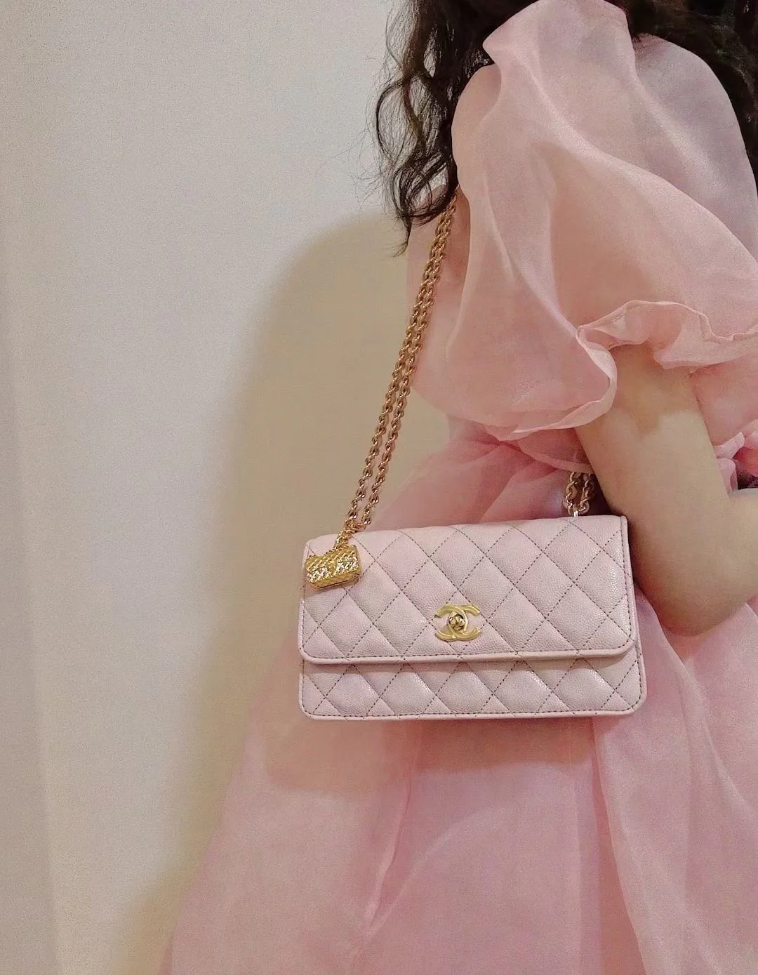 Коллекция Chanel Весна/Лето 2023 - Подвесной телефон-гармошка - WOC - Кожа с зернистой текстурой 