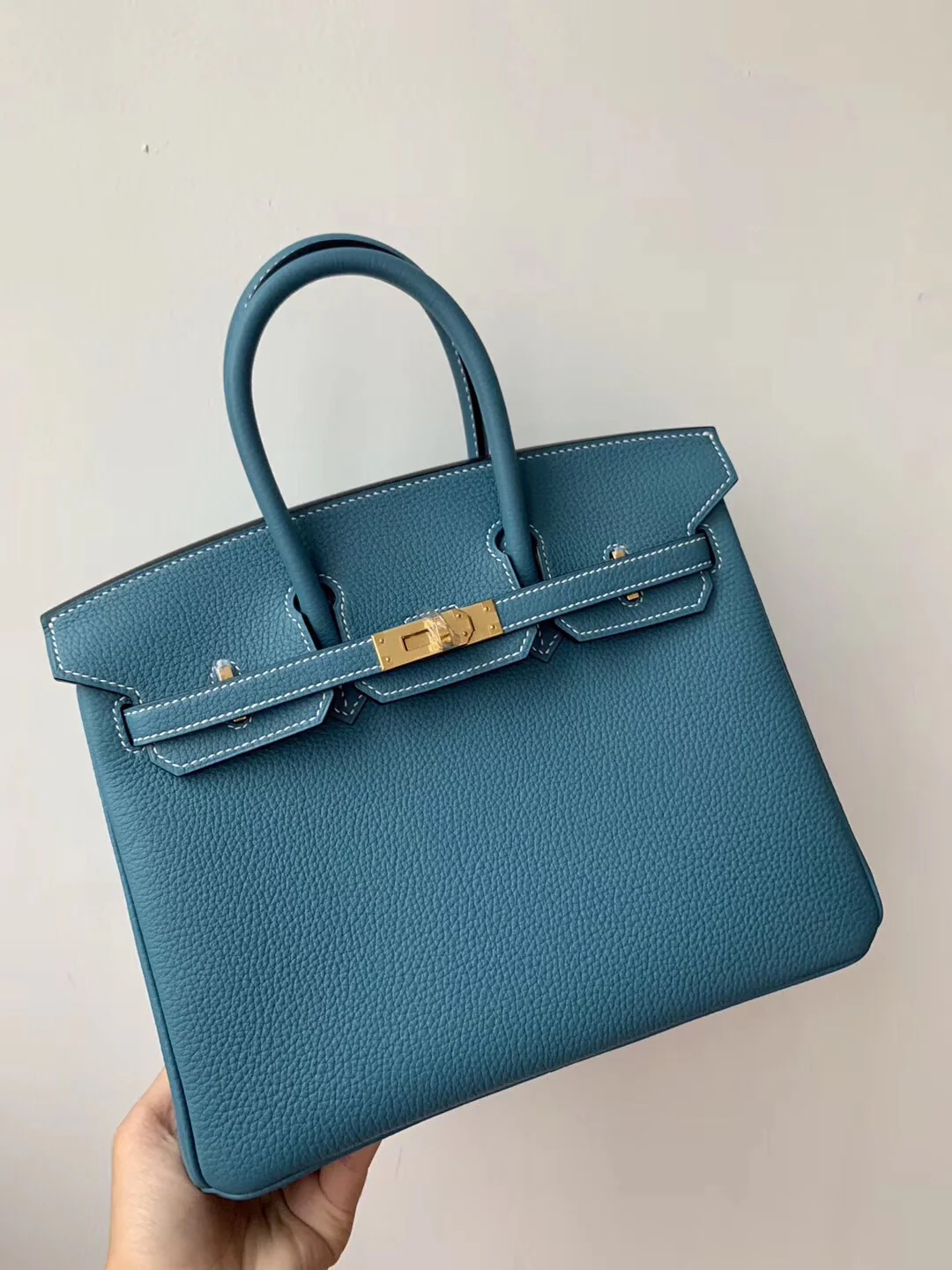 Сумка Hermes Birkin 25 Togo 75 Denim Blue с золотой пряжкой