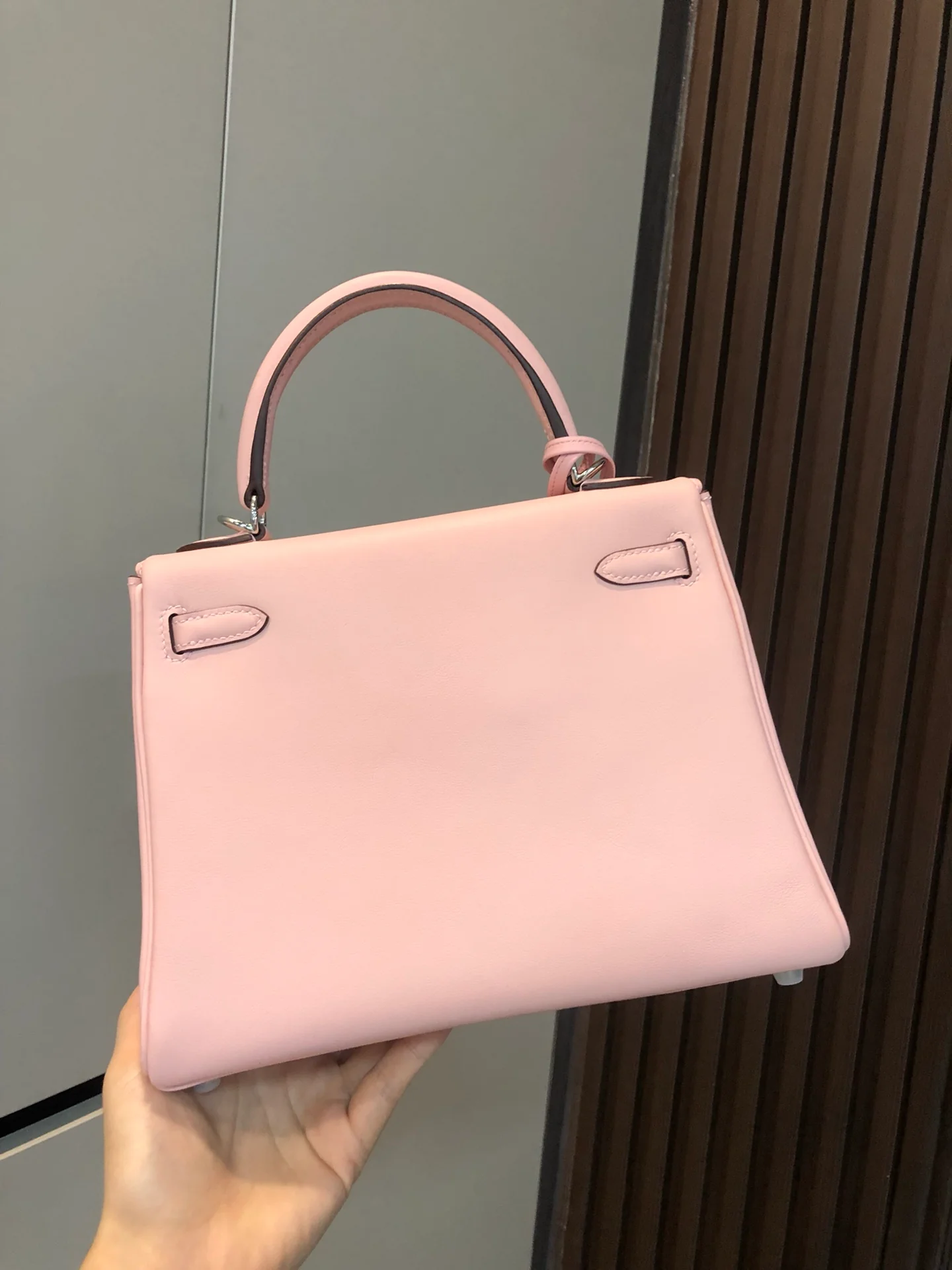 Hermes Kelly 25 Swift 3Q Розовая серебряная пряжка