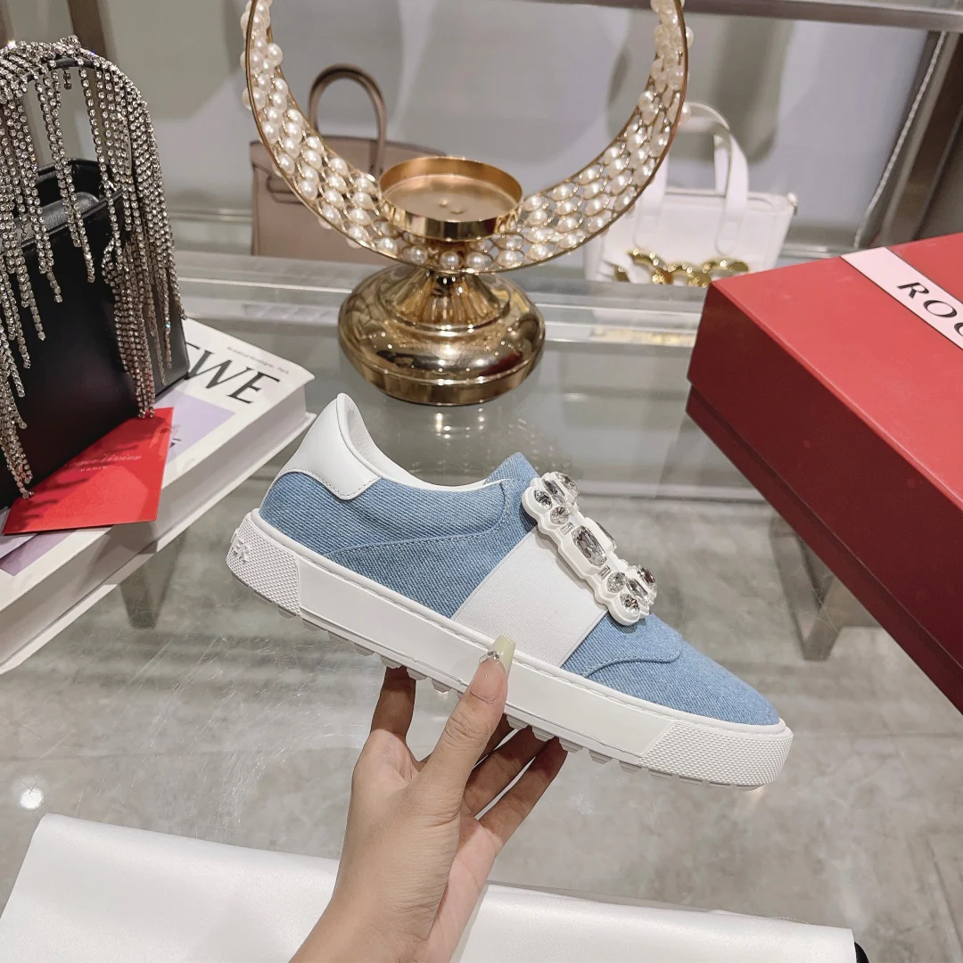 Обувь RV Shoes - Новинка весны/лета 2023 - Повседневные туфли viv-golf с бриллиантовой пряжкой - Синие