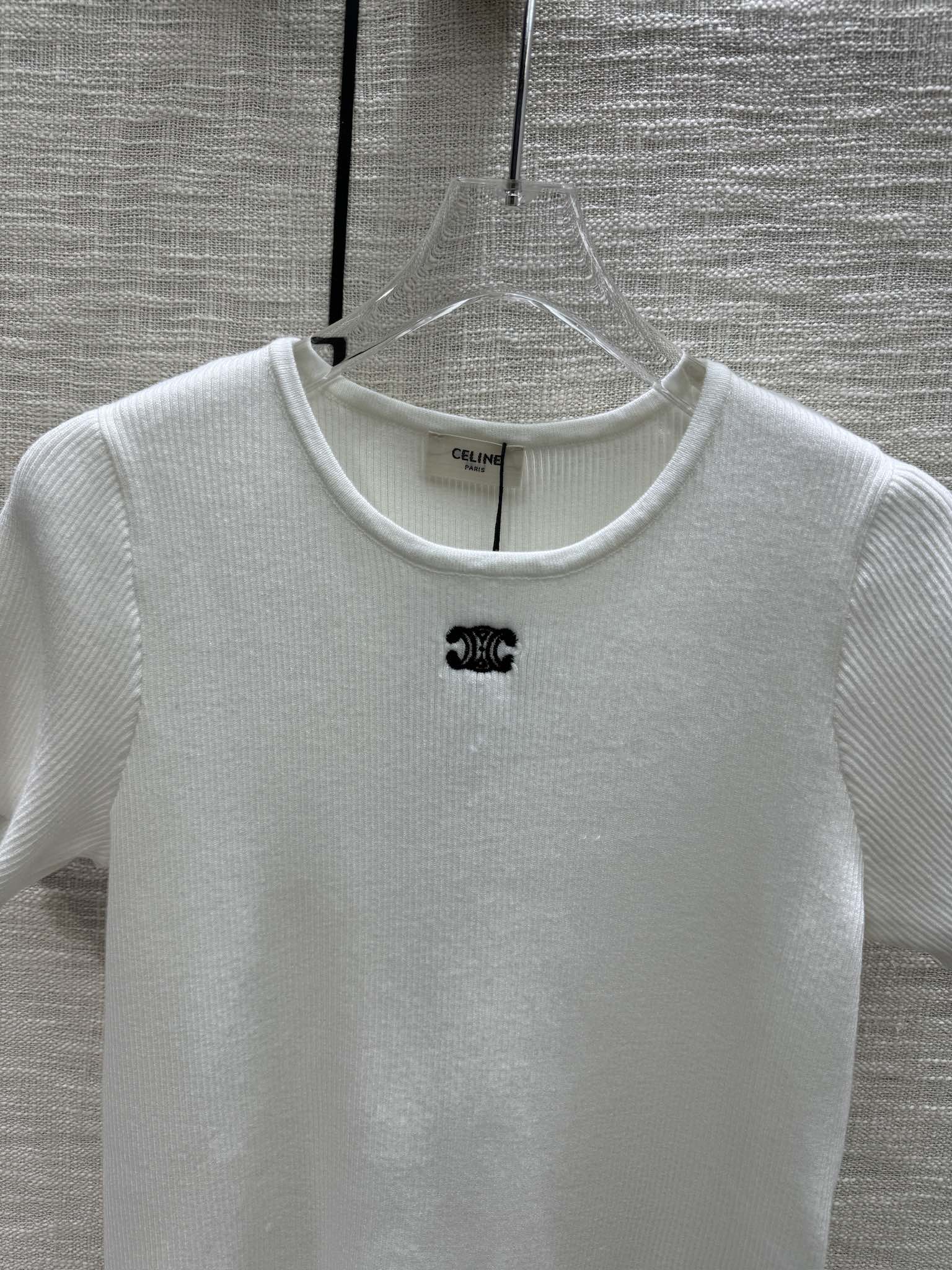 Вязаный топ с коротким рукавом Celine 2403 - белый