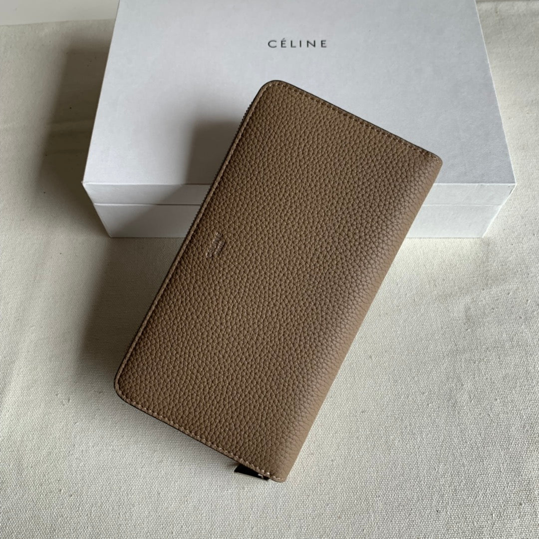 Длинный кошелек Celine на молнии - цвет личи - абрикосовый