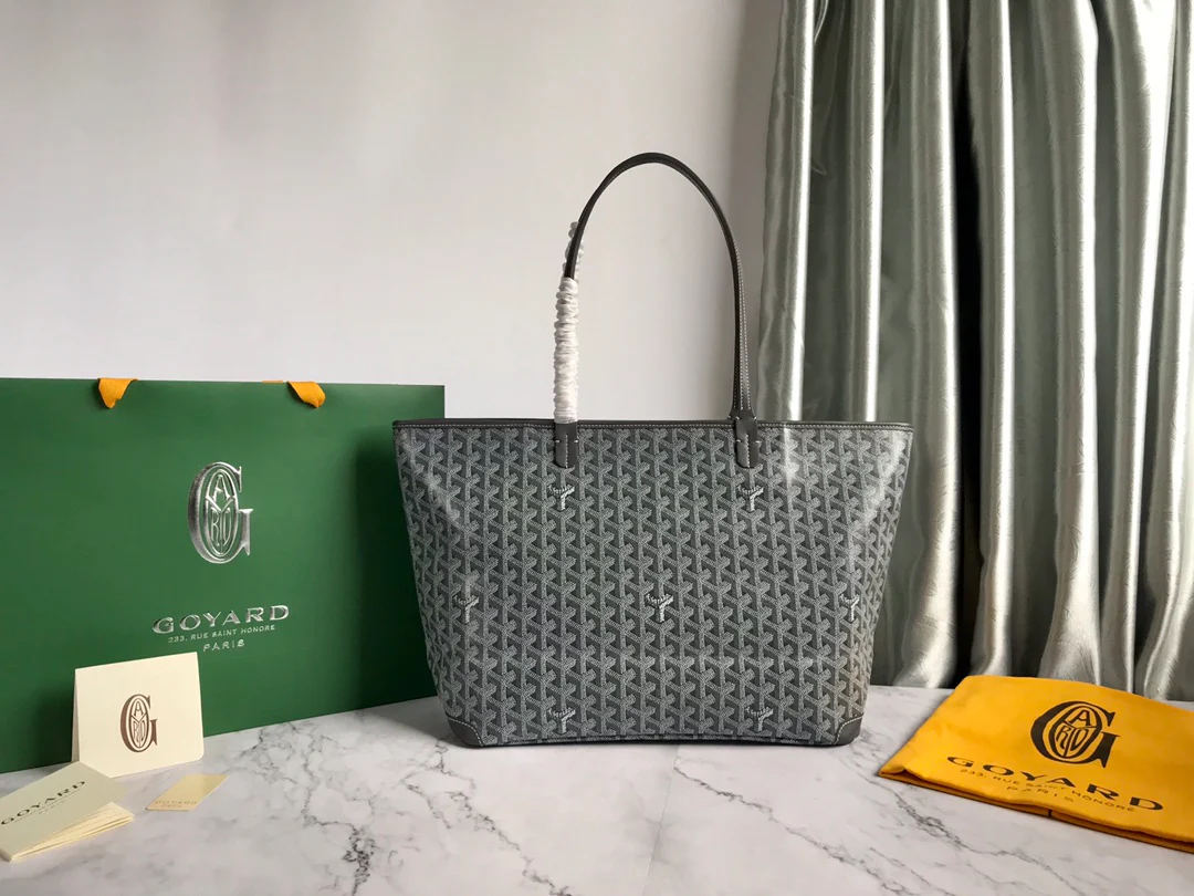 Большая сумка-тоут Goyard на молнии - серая