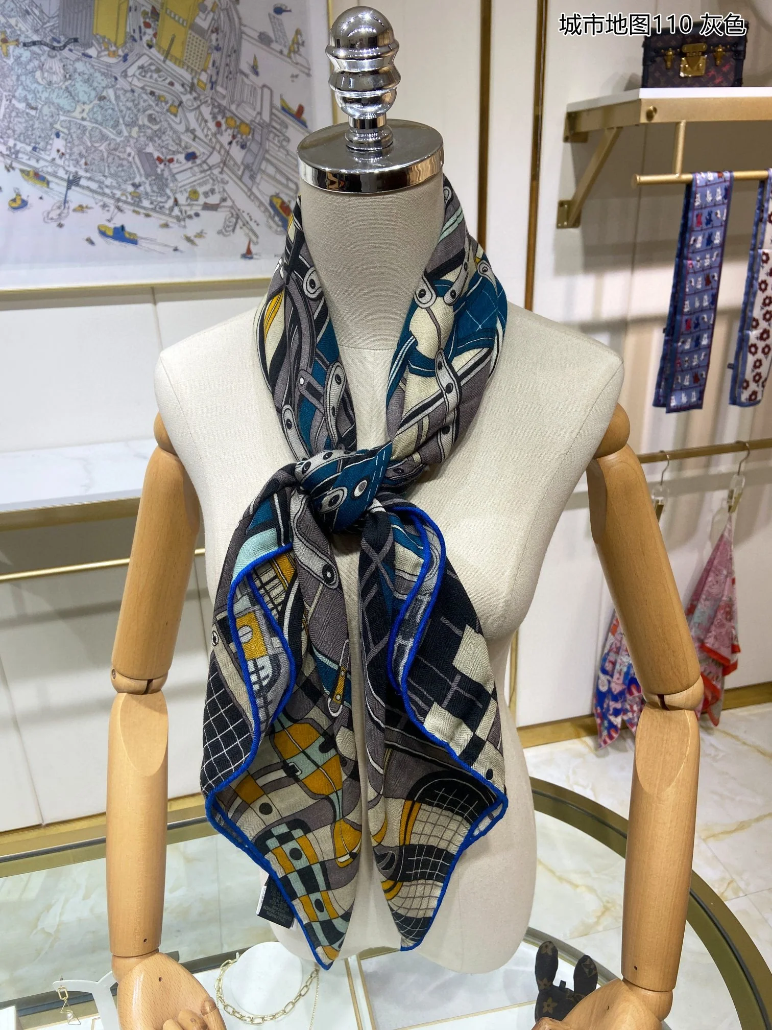 Шарф Hermes City Subway - 110 см - 70% кашемир - 30% шелк - 1 шт.