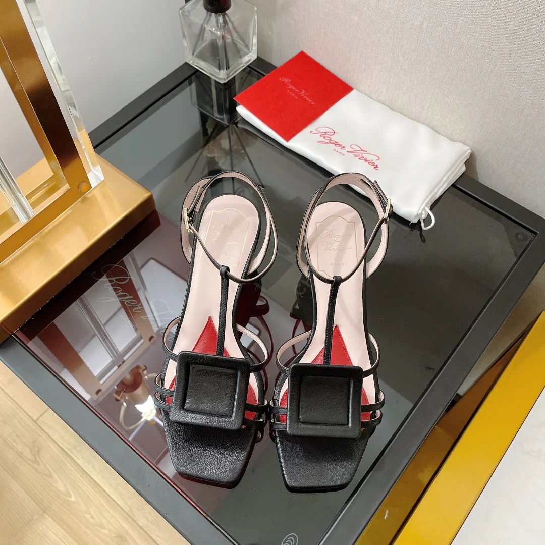 Туфли r-Fang с пряжками - черные на невысоком каблуке