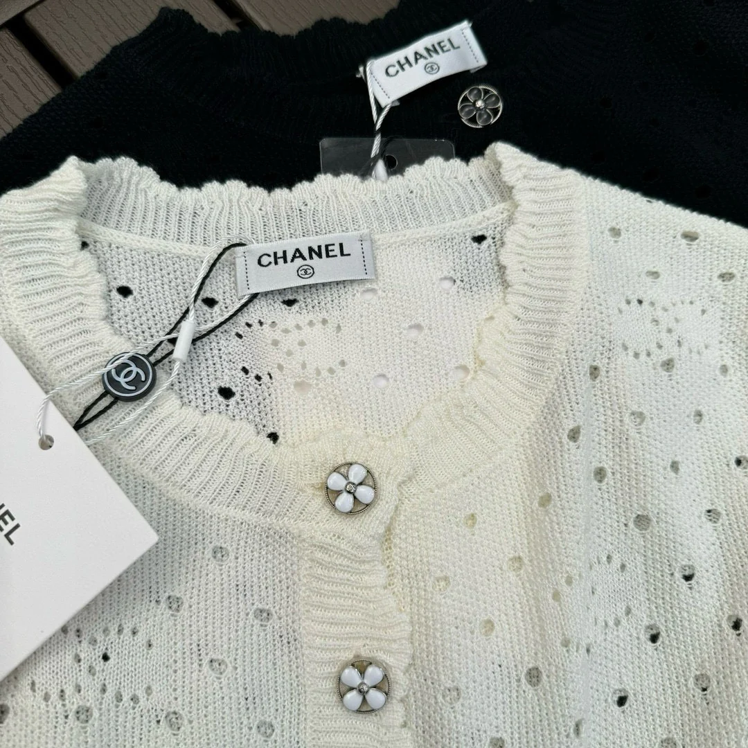 Chanel 2403 Весна/Лето Новинка Ажурный вязаный крючком топ - Белый
