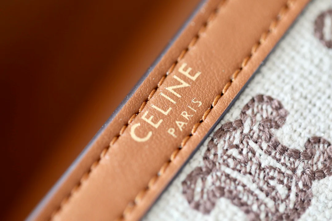 Маленький тканевый кошелек Celine Triomphe с вышивкой - коричневый