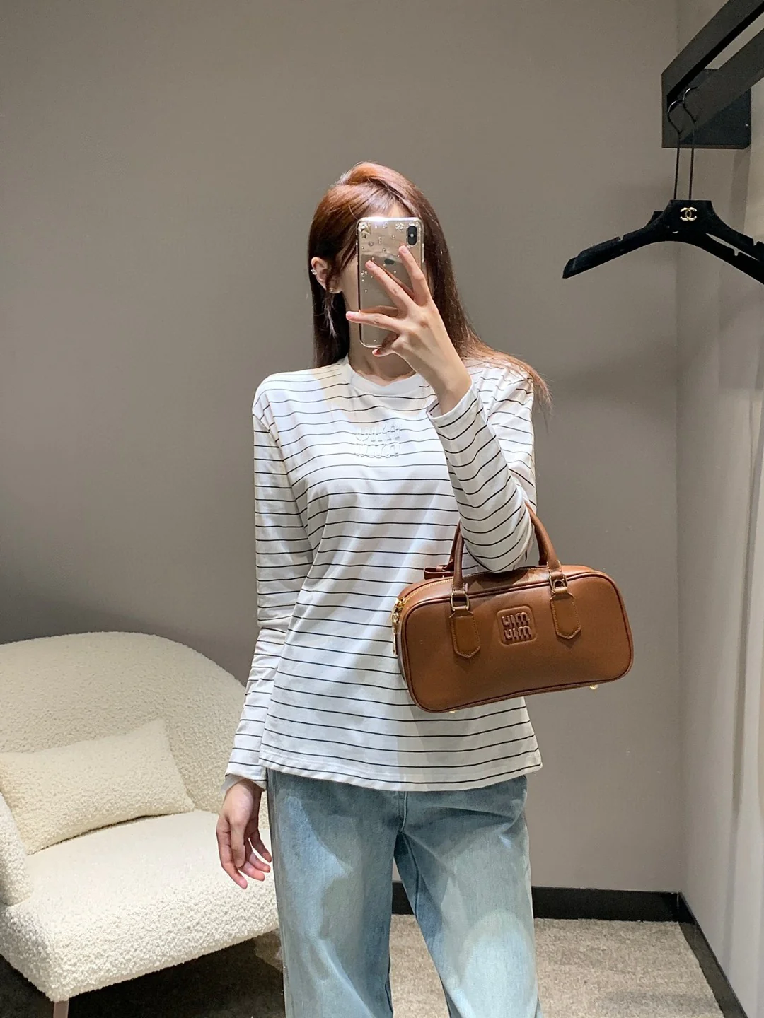 Miu Miu - 2404 - 24ss Весенне-летняя новинка - Полосатая футболка с длинным рукавом - Белая