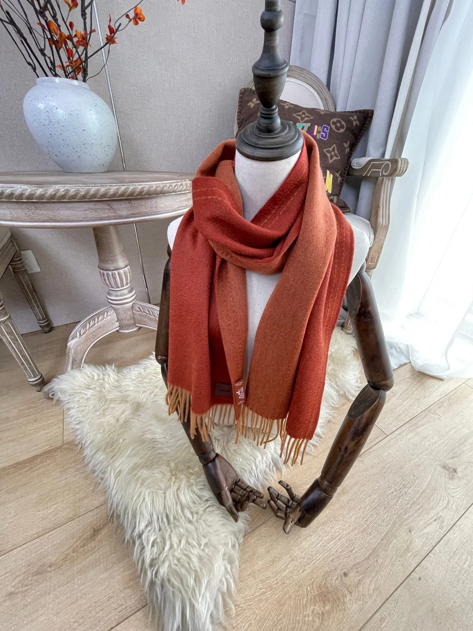 Шарф Hermes из кашемира премиум-класса 100% - 30 см - 180 см