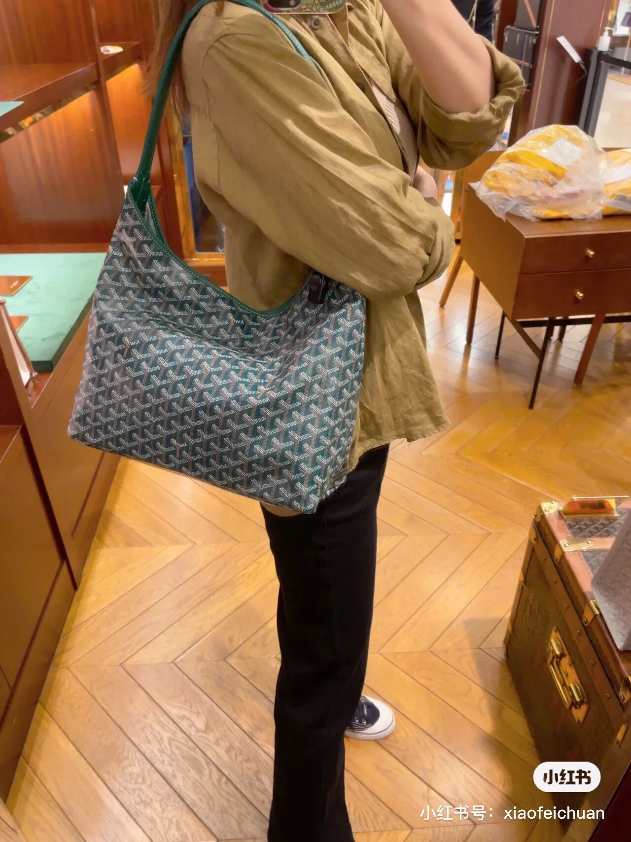 Сумка-тоут на плечо Goyard с монограммой - зеленый