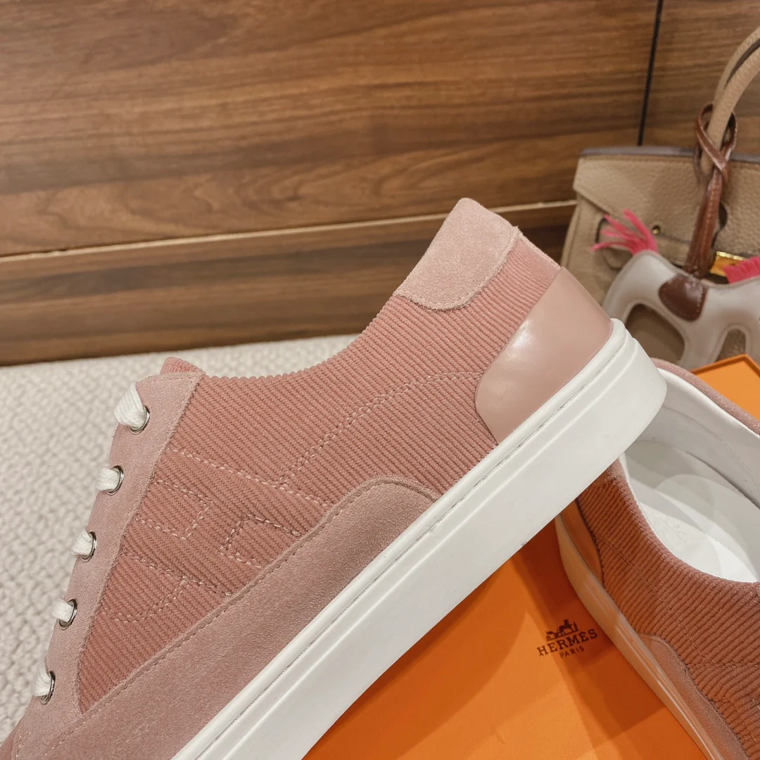 Весенняя коллекция Hermes 2022 — Белые повседневные кроссовки — Унисекс — Розовые