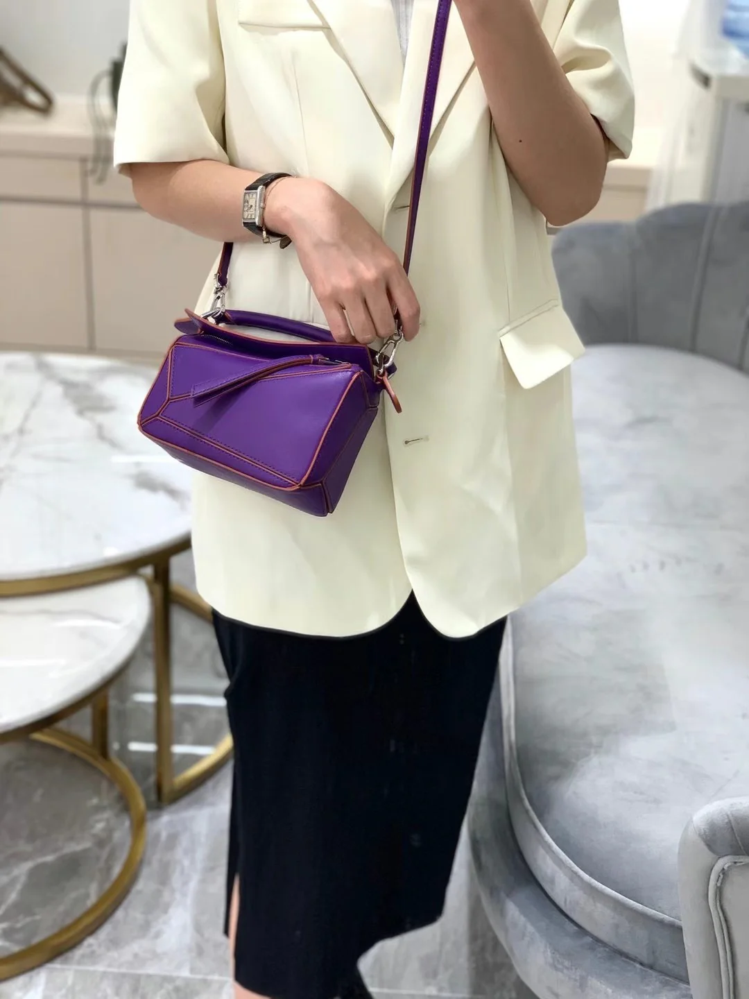 Сумка Loewe Puzzle из телячьей кожи, маленький размер 28.