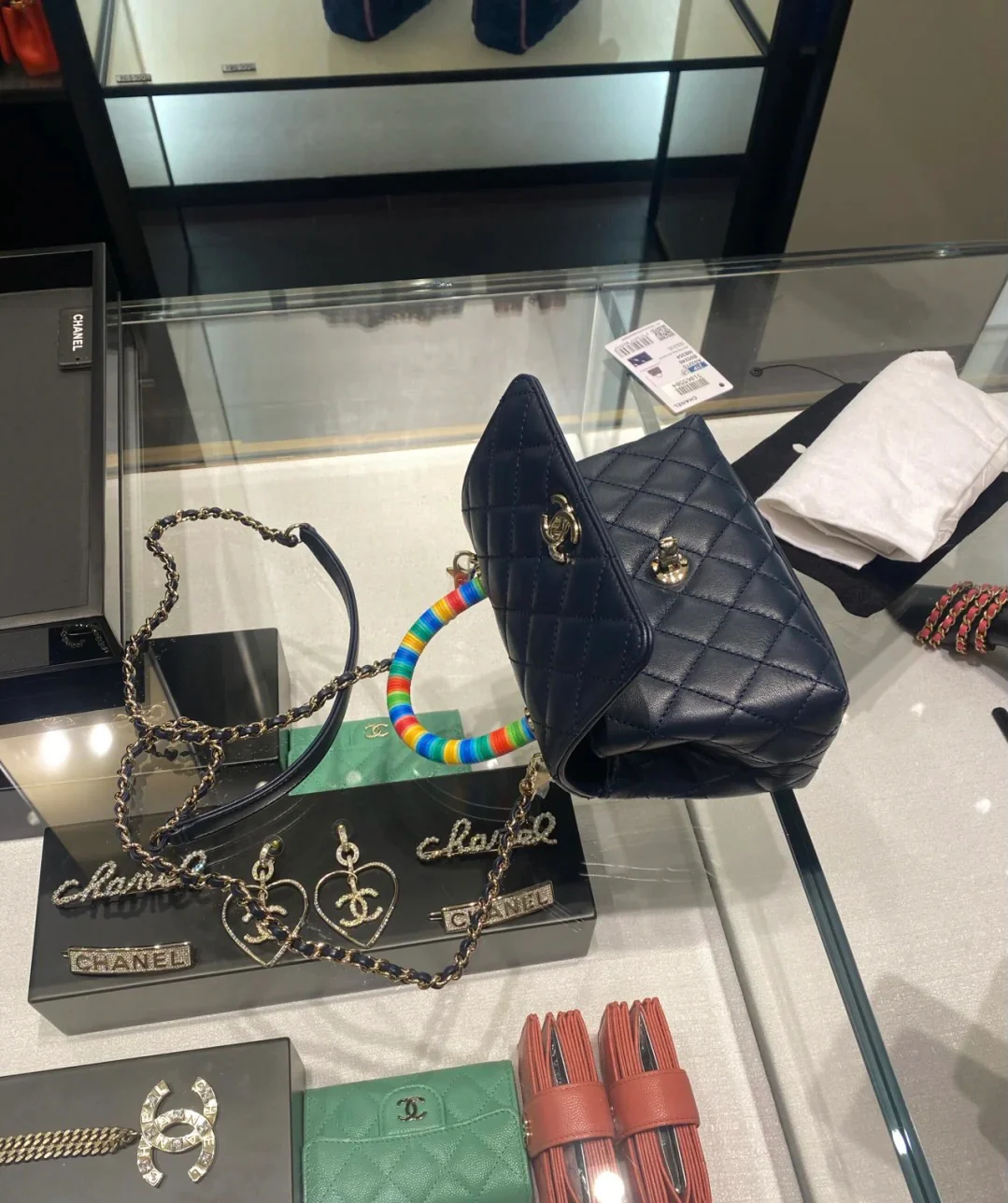 Мини-сумочка Chanel Coco Handle Rainbow Bag - темно-синяя