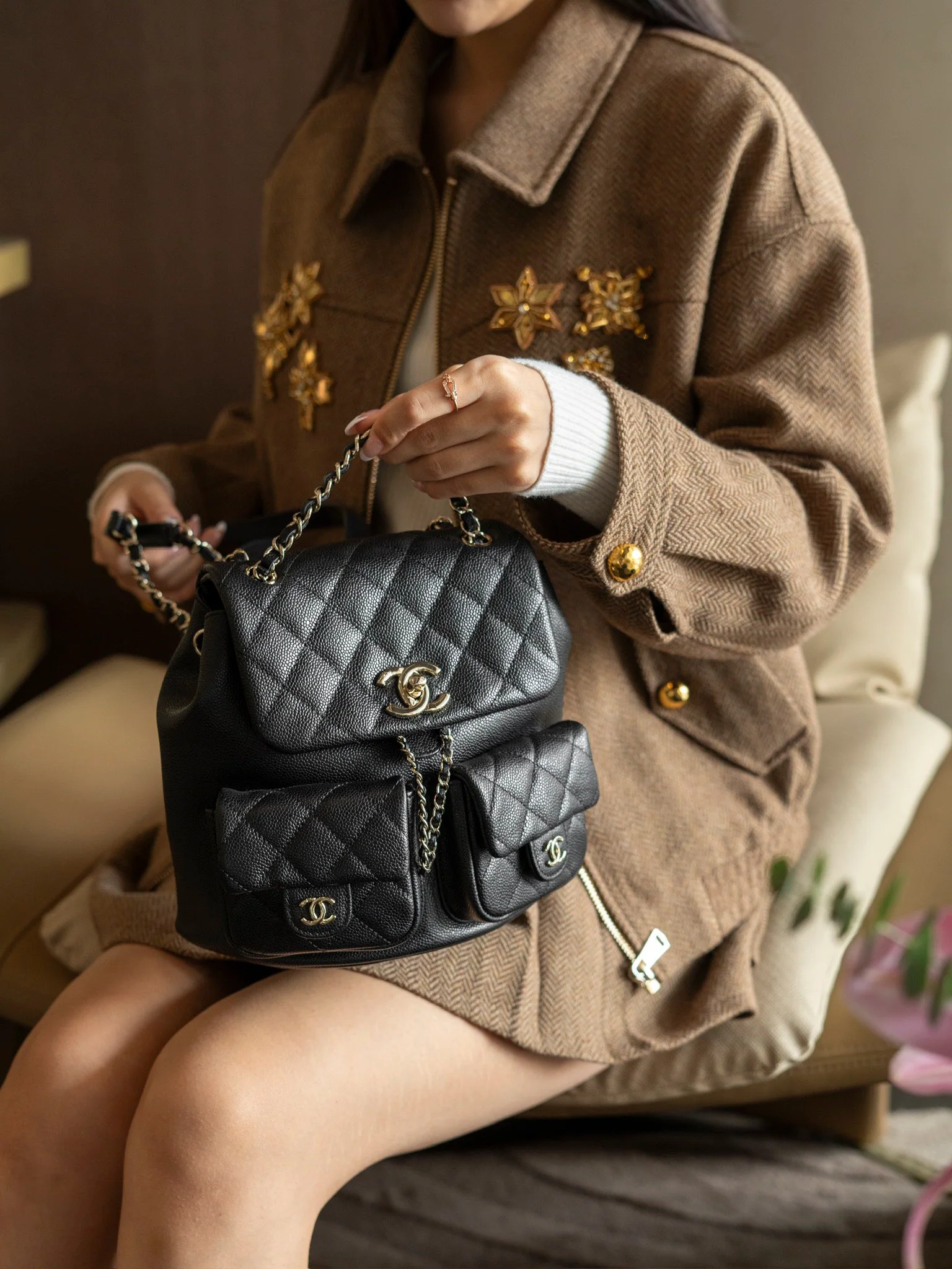 Кожаный рюкзак Chanel Duma - черный