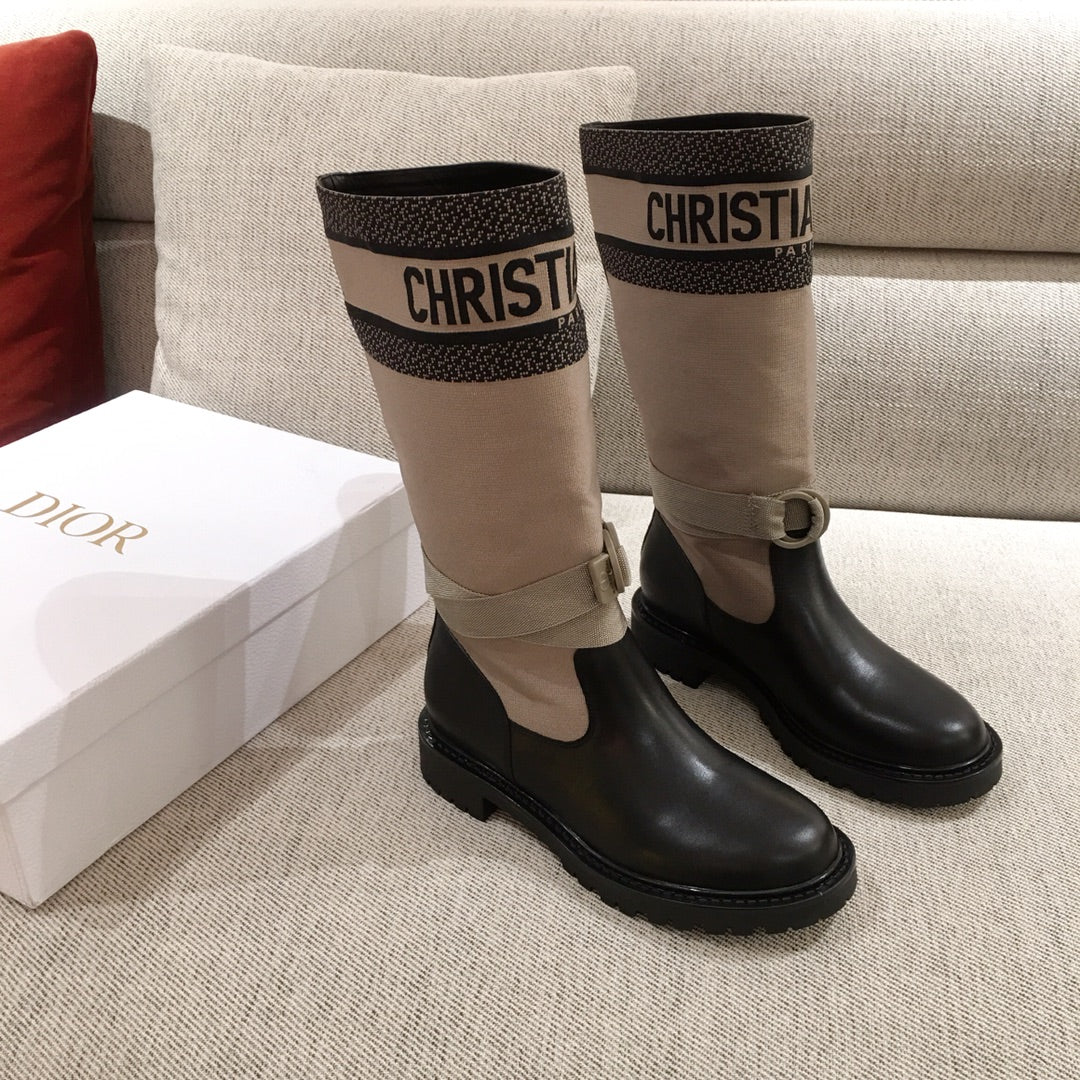 Dior - высокие сапоги в стиле пэчворк