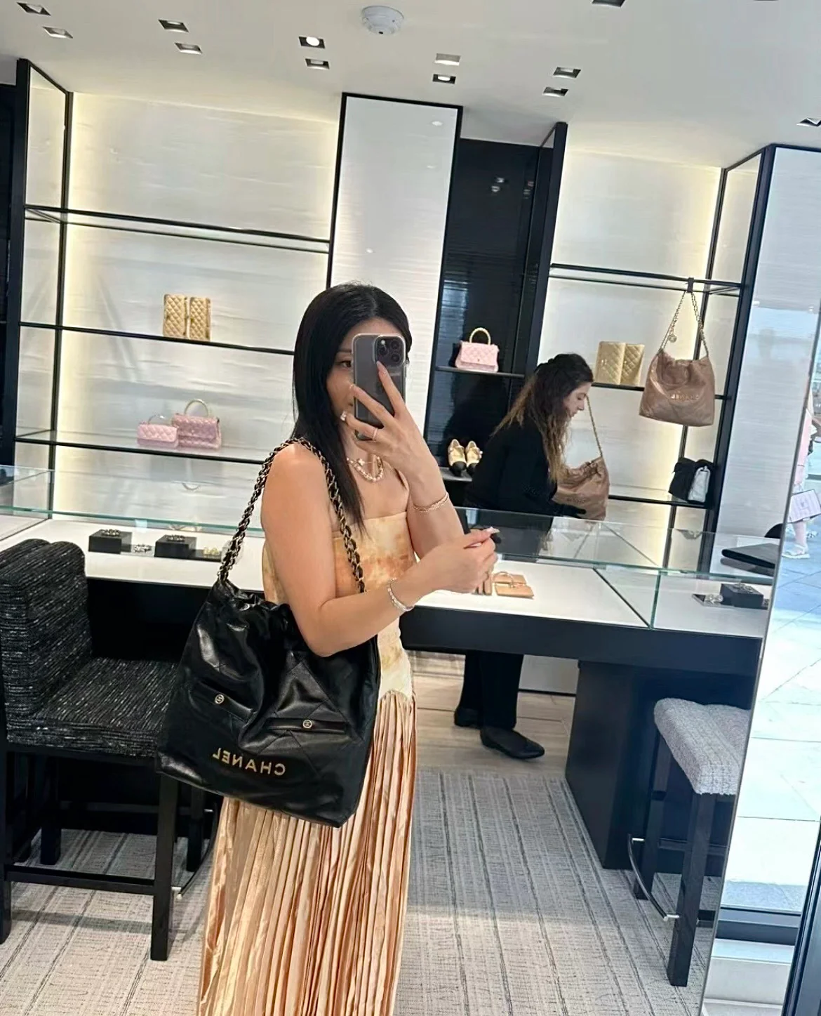 Мусорный мешок Chanel 22bag с двумя отделениями - черный