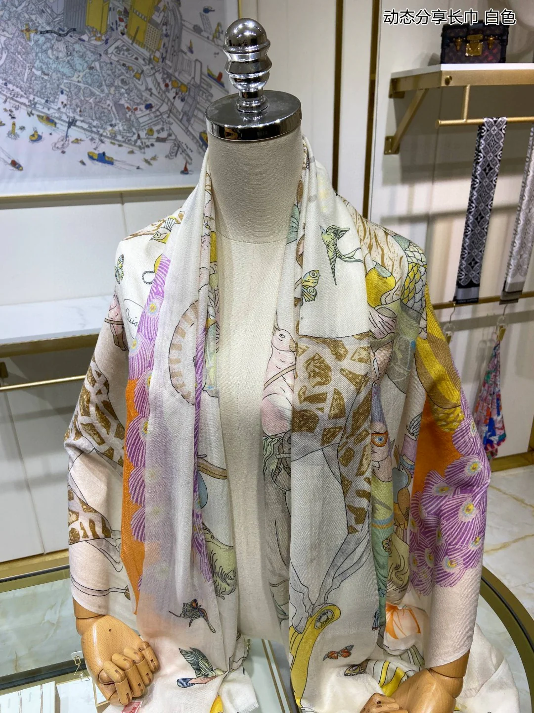 Hermes - Динамичный длинный шарф Dynamic Sharing - 110-200 см - 100 г - Кашемир премиум-класса