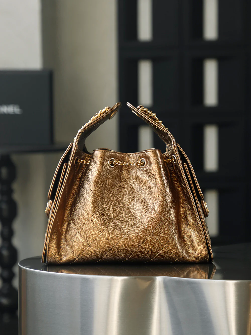 Chanel 25c Hippie Hobo Retro Gold Trumpet Gold Buckle