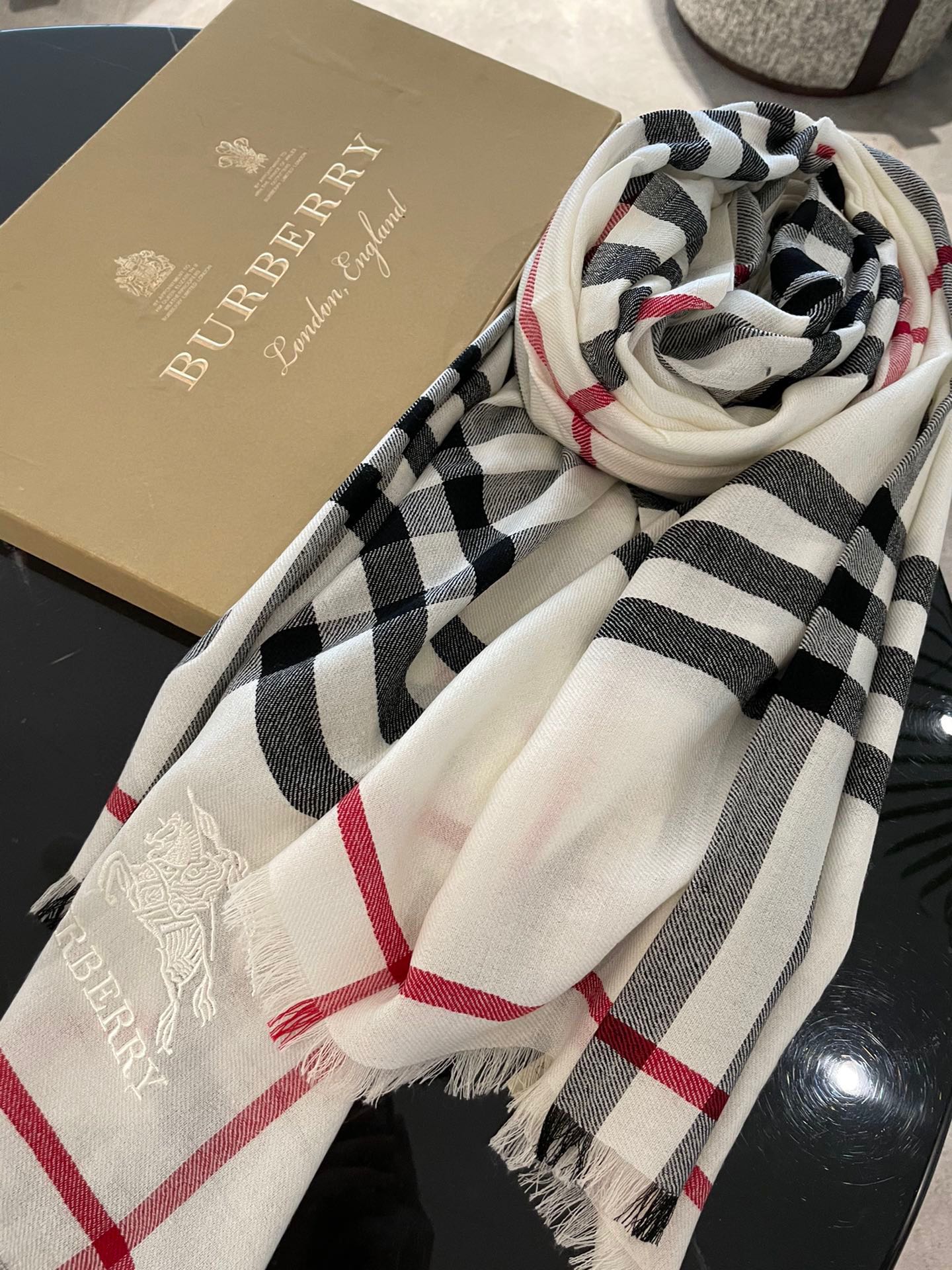Шерстяной шарф Burberry в клетку - 70-200 см
