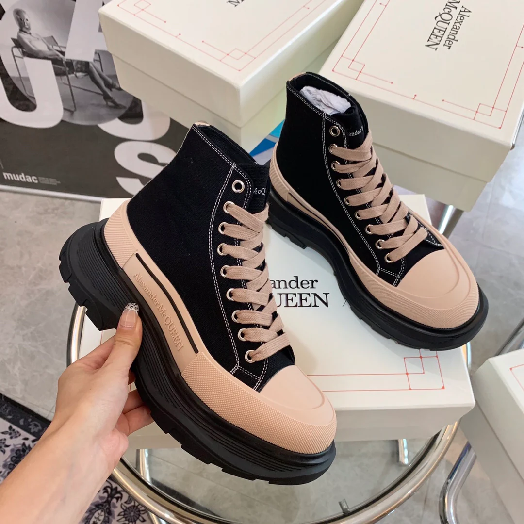 высокие парусиновые туфли на платформе McQueen