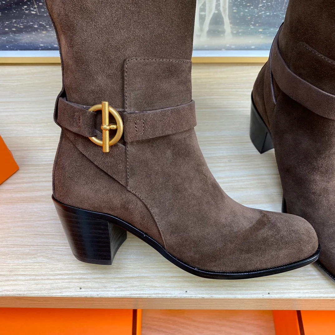 Классические высокие сапоги Hermes 2024 - коричневые