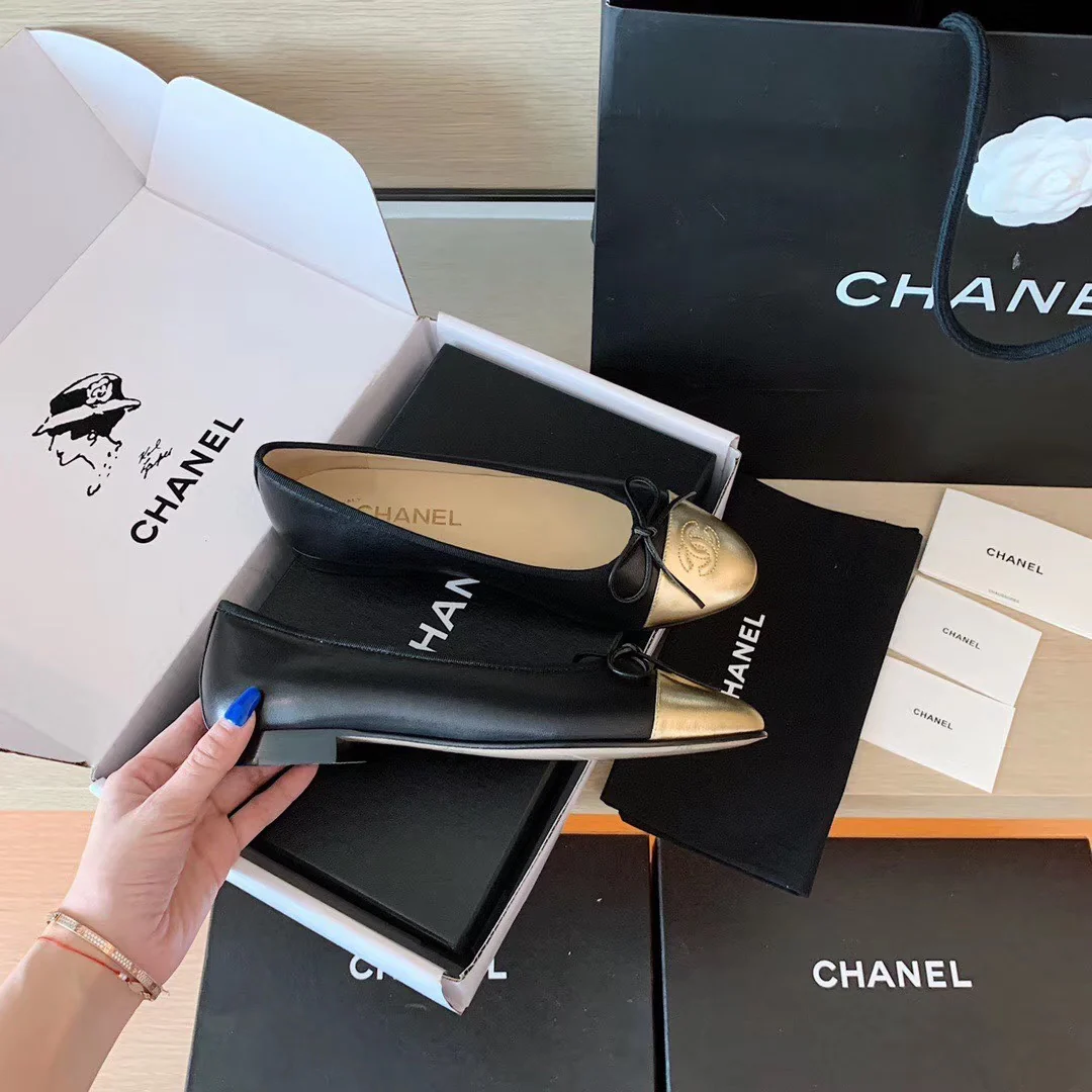 Chanel - Классические балетки - Золотистые