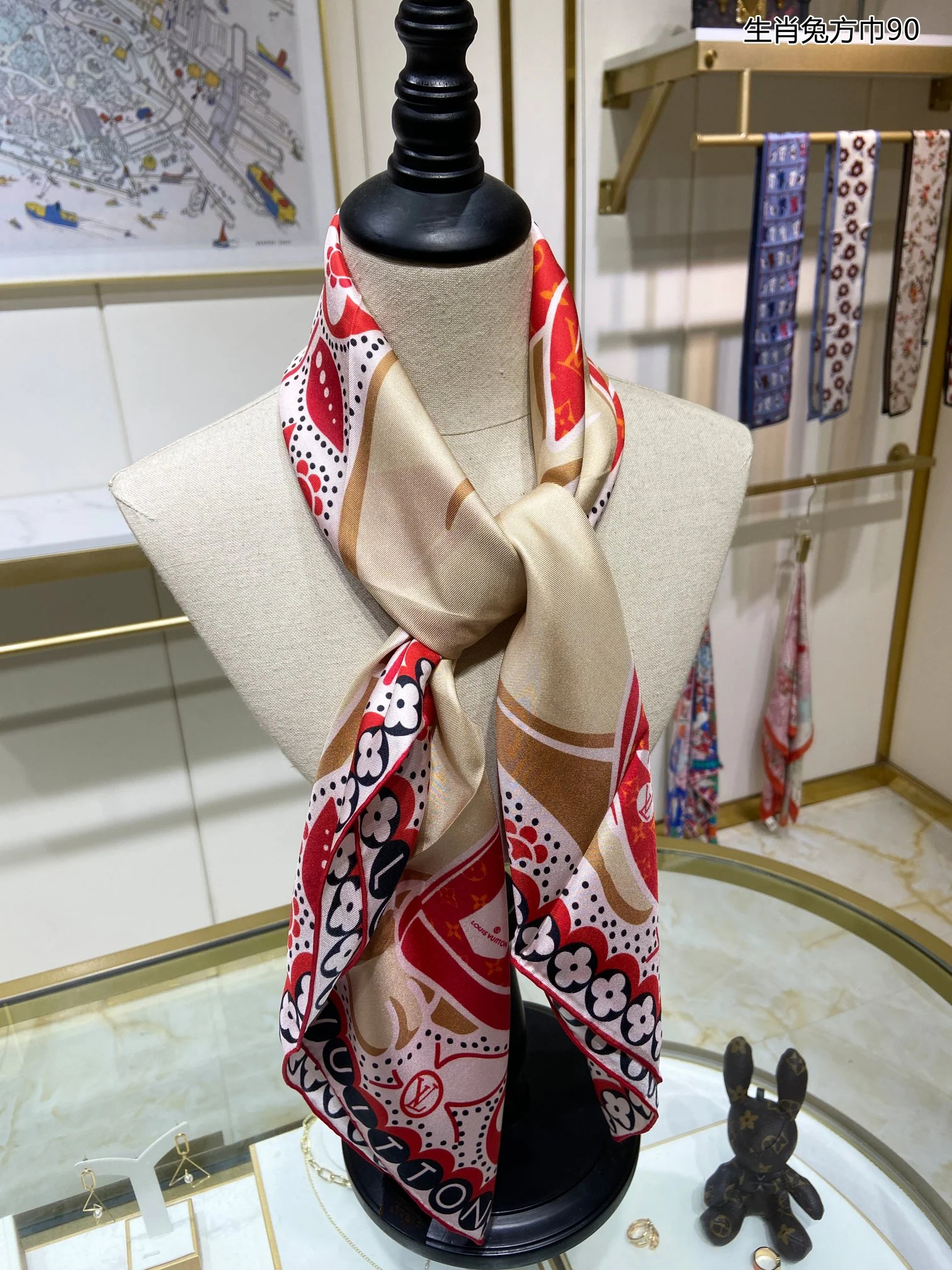 Hermes - Квадратный шарф с изображением кролика по знаку зодиака - 90-100 см - Высококачественный шелк саржевого переплетения