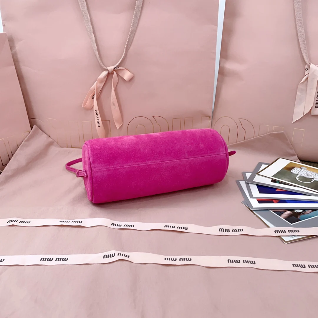 Маленькая цилиндрическая сумка Miu Miu 5ne851 - Замша - Персиково-розовый