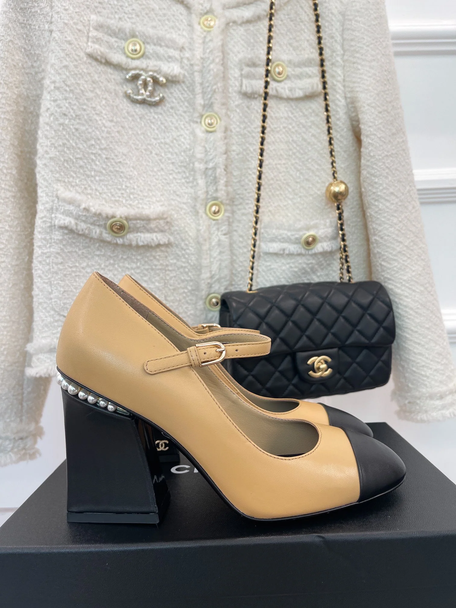 Туфли на высоком каблуке Chanel Mary Jane - Размеры 35-39-40-41 (изготовление на заказ)