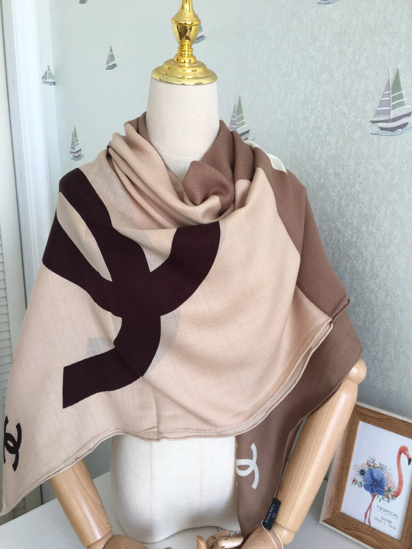 Большой квадратный шарф Chanel - 140 см - 30 - Шелк 70 - Шерсть - 1