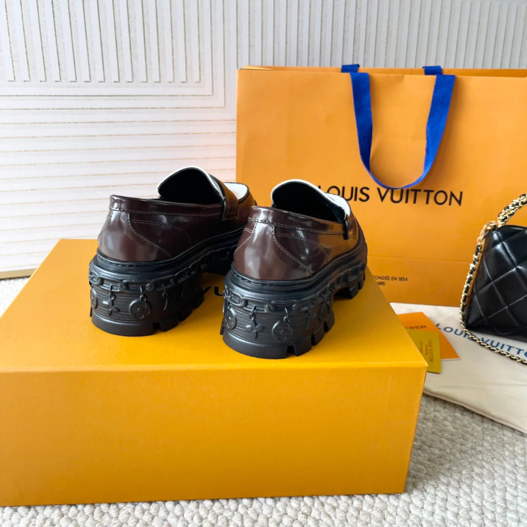 Лоферы на платформе LV-2024 - Кофейный цвет - 1