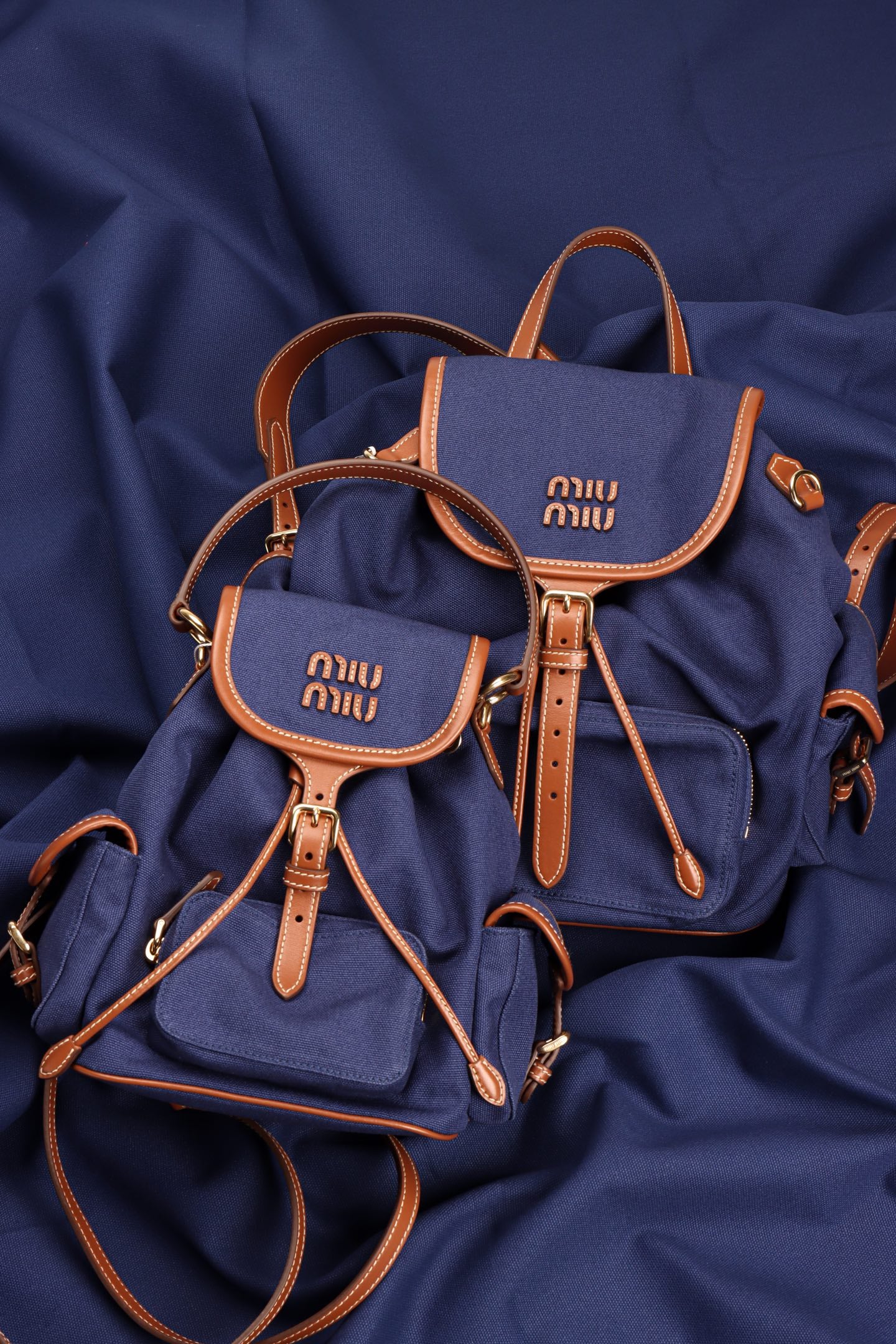 Рюкзак Miu Miu из канваса и кожи - кожаные детали