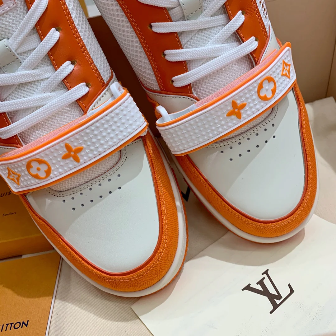 Кроссовки LV Trainer Series - Джинсовые на липучках - Спортивная обувь - Унисекс - Оранжевые