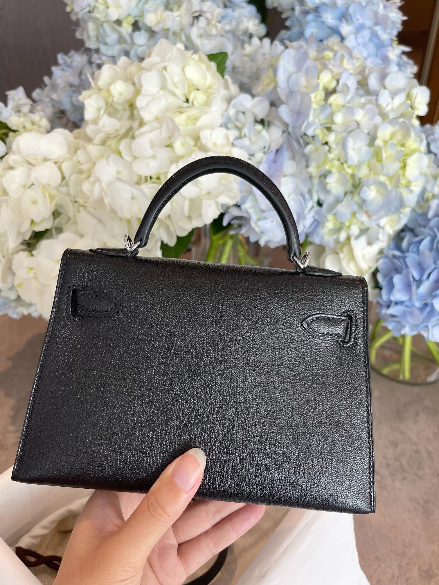 Hermes Kelly Mini 2nd Generation Epsom Black Silver Buckle 1