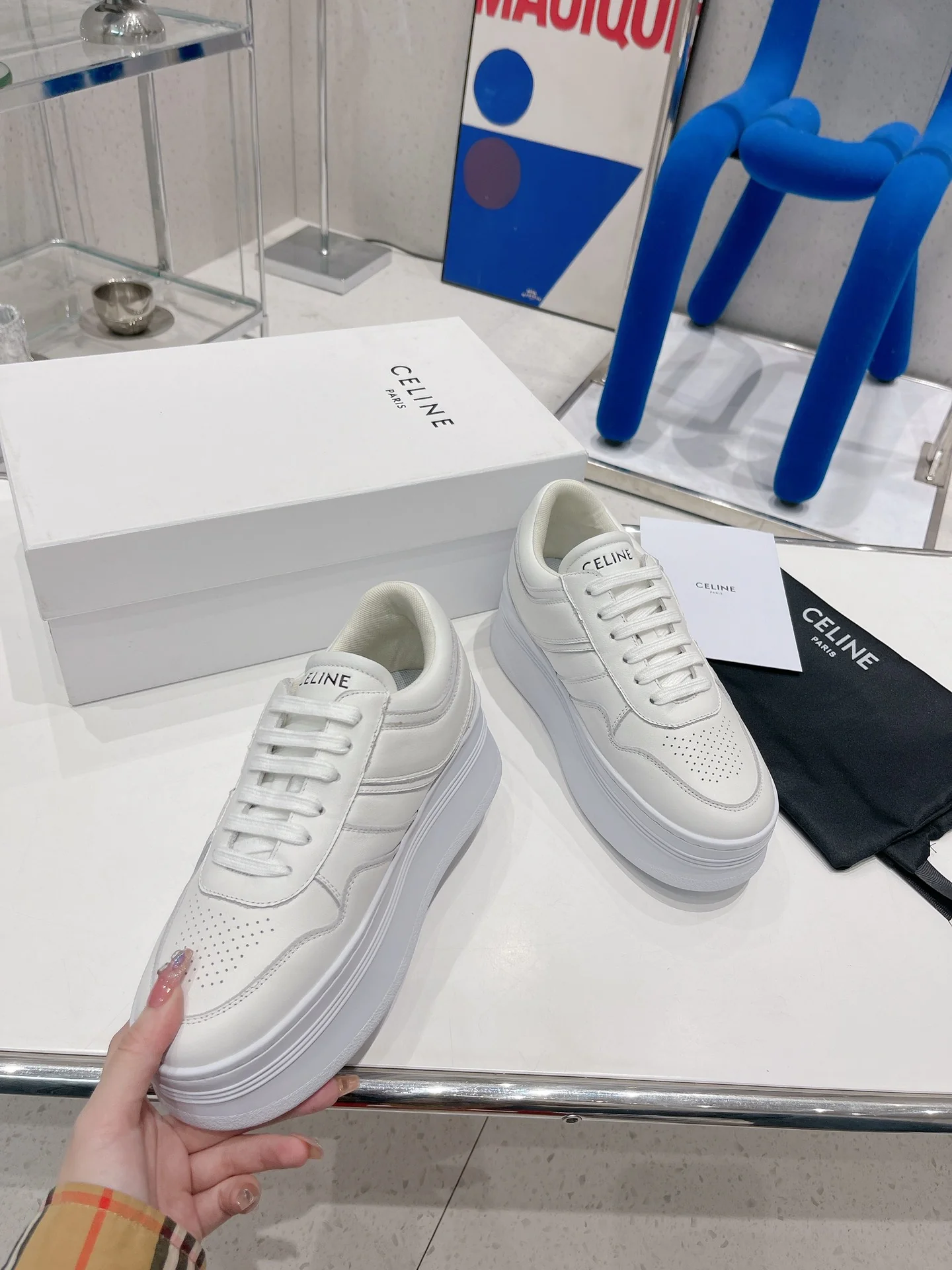 Белые кроссовки на платформе Celine - повседневная обувь, спортивная обувь - 1