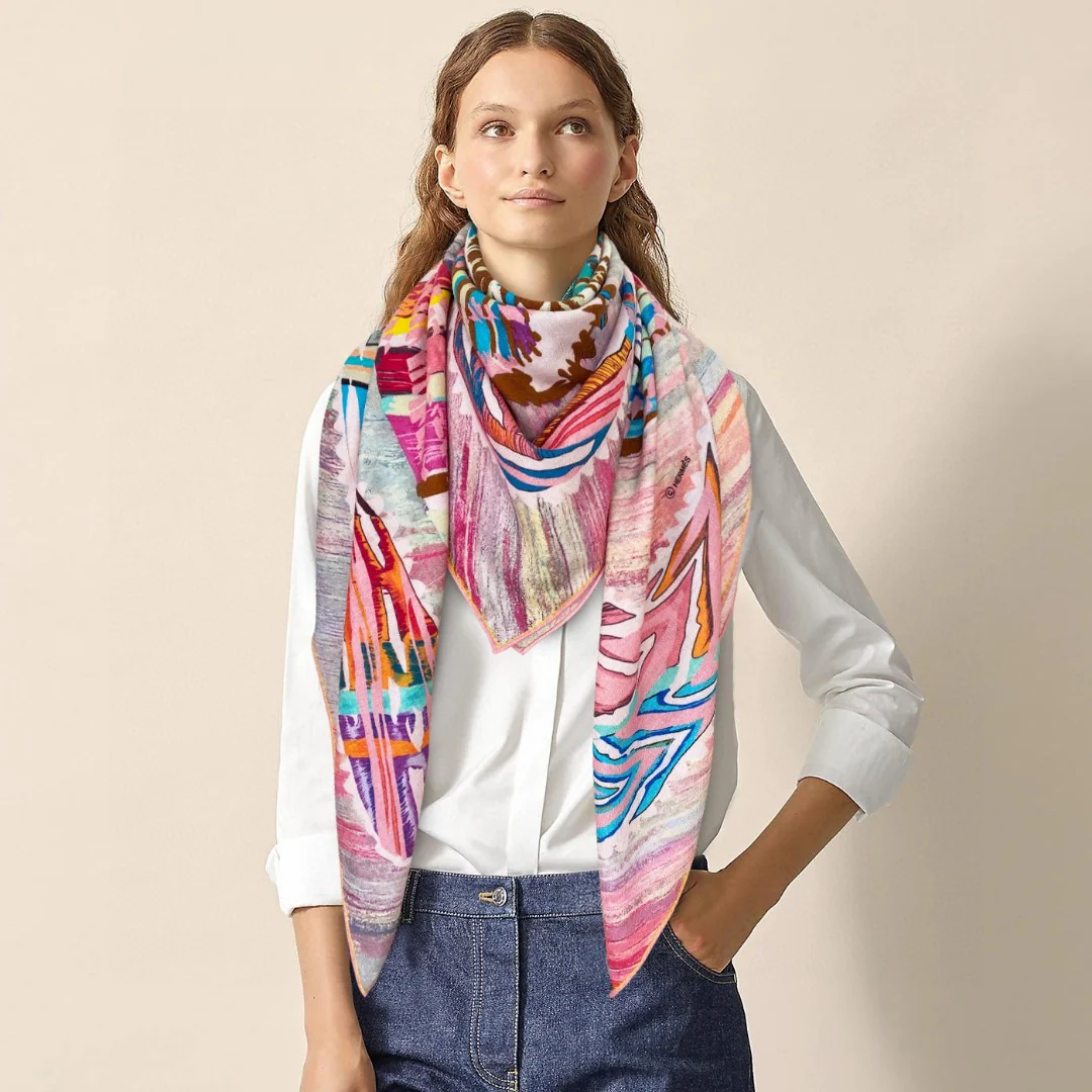 Шарф Hermes Square Kitten Scarf - 140 см - 70% кашемир - 30% шелк - 1 шт.