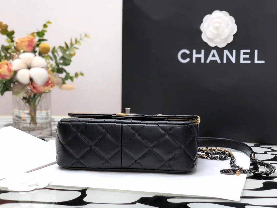 Новинка сезона осень/зима 2022 от Chanel - сумка с клапаном и значком - 22 см - 1