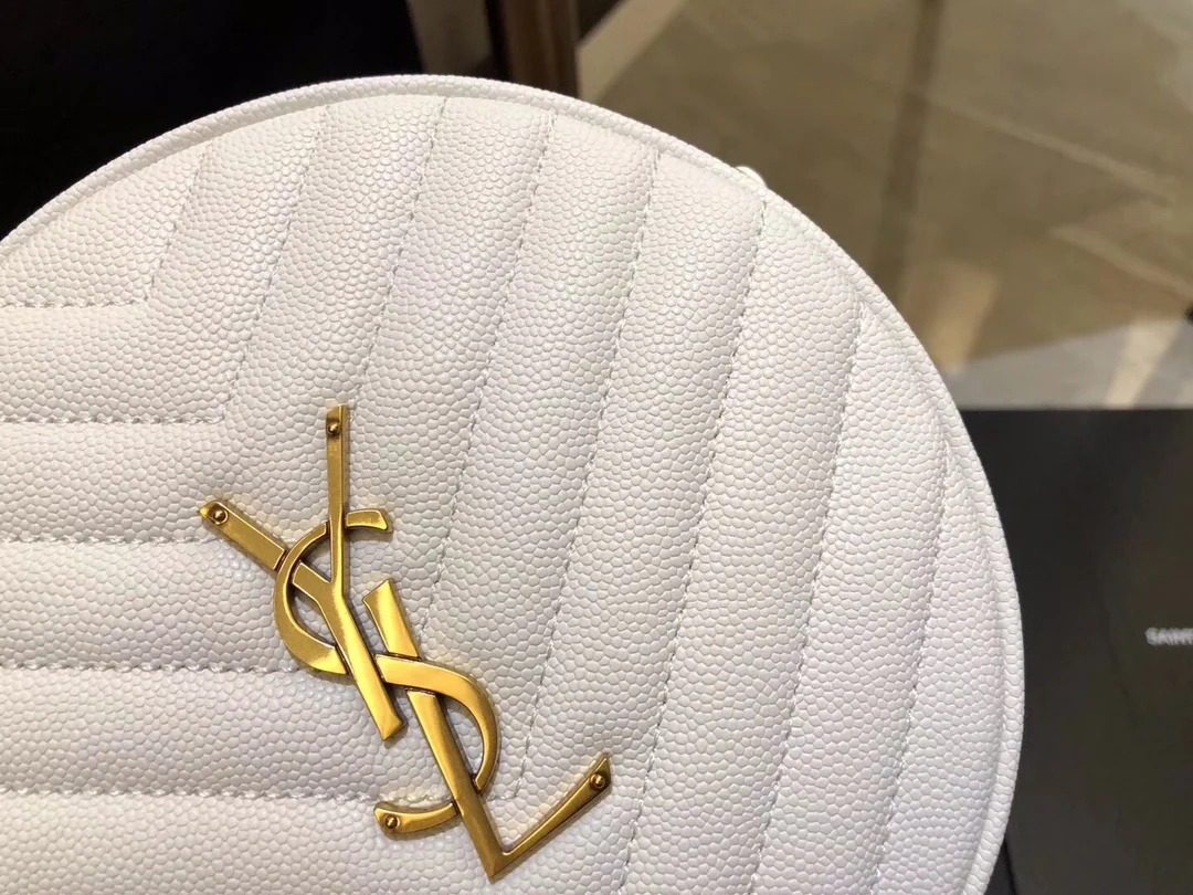 Маленькая круглая сумка YSL Vinyle - белая