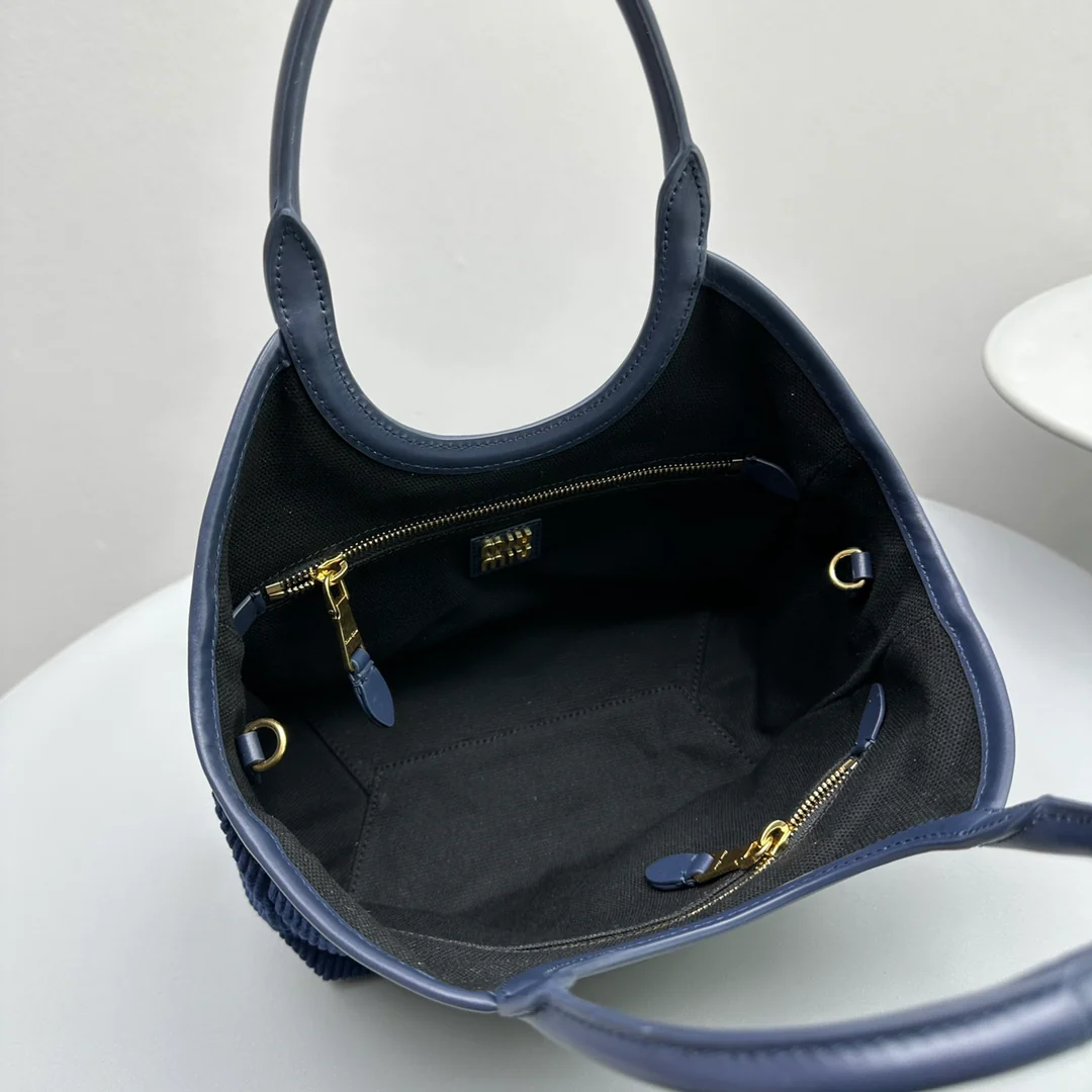 Сумка-тоут Miu Miu Ivy - Вельветовая - Маленькая - Темно-синяя