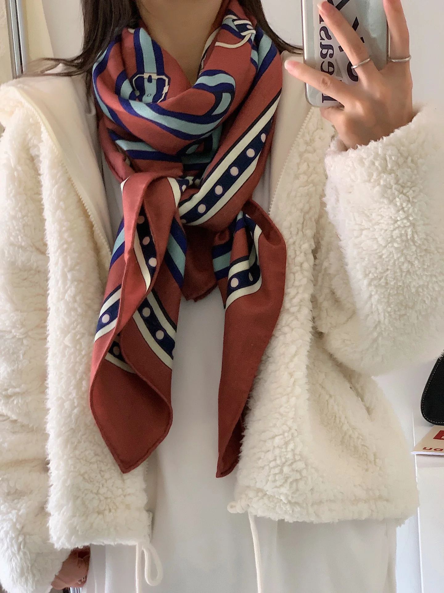 Шелково-кашемировый шарф/шаль Hermes - 140 см - Премиальная двухцветная шелково-кашемировая шаль двойного окрашивания - Оранжевый