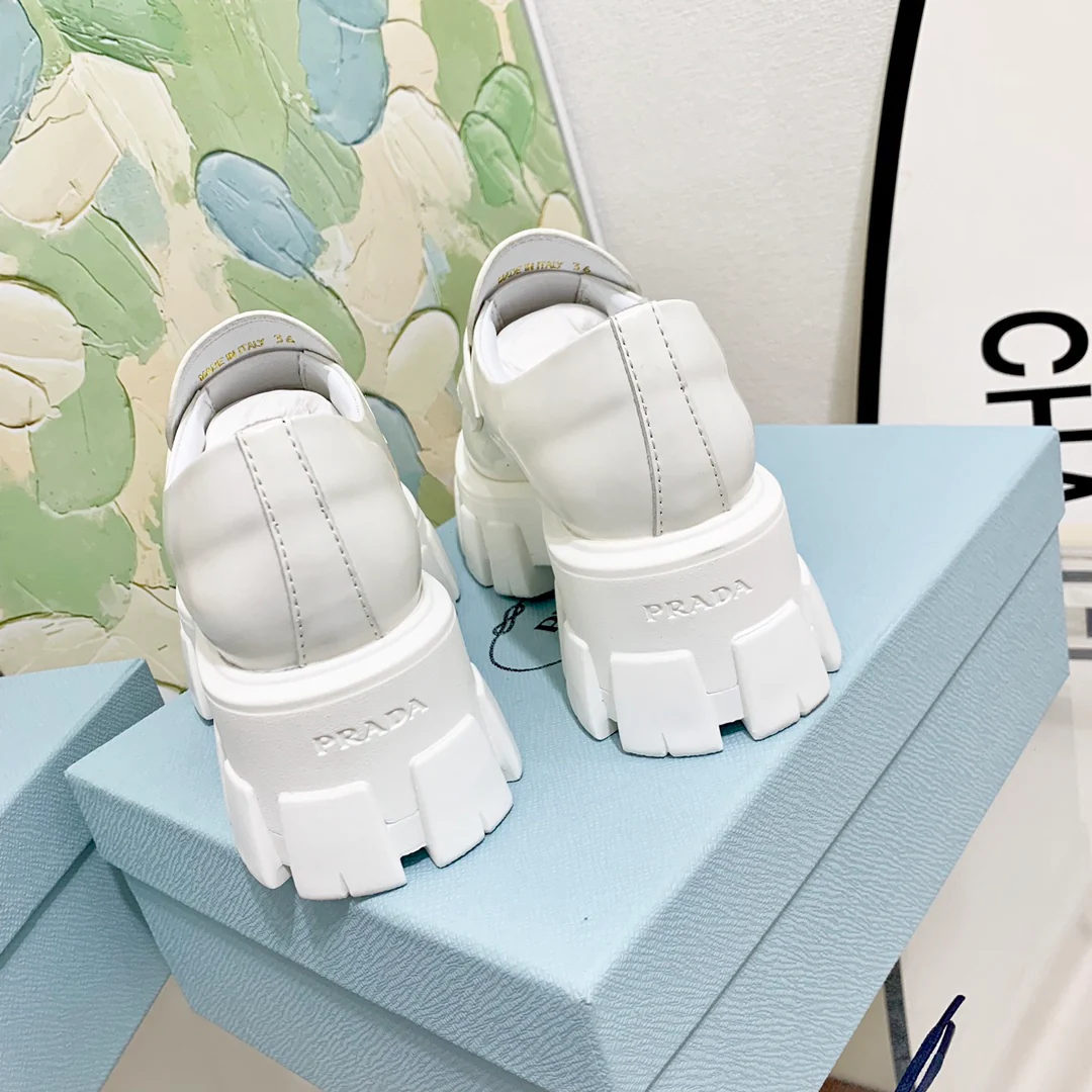 Обувь Prada - Prada Monolith - лоферы на платформе - белые