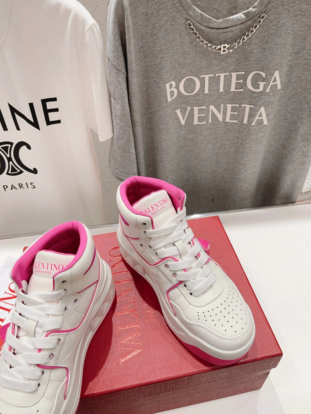 Кроссовки Valentino One Stud XL High-Top - унисекс - розовые