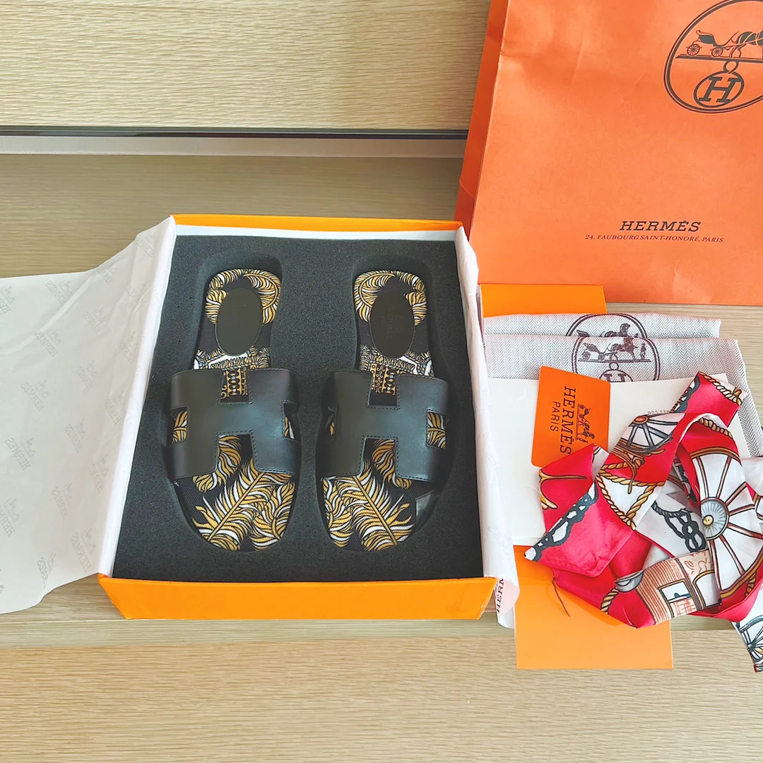 Тапочки Hermes-h Flat Slippers-1